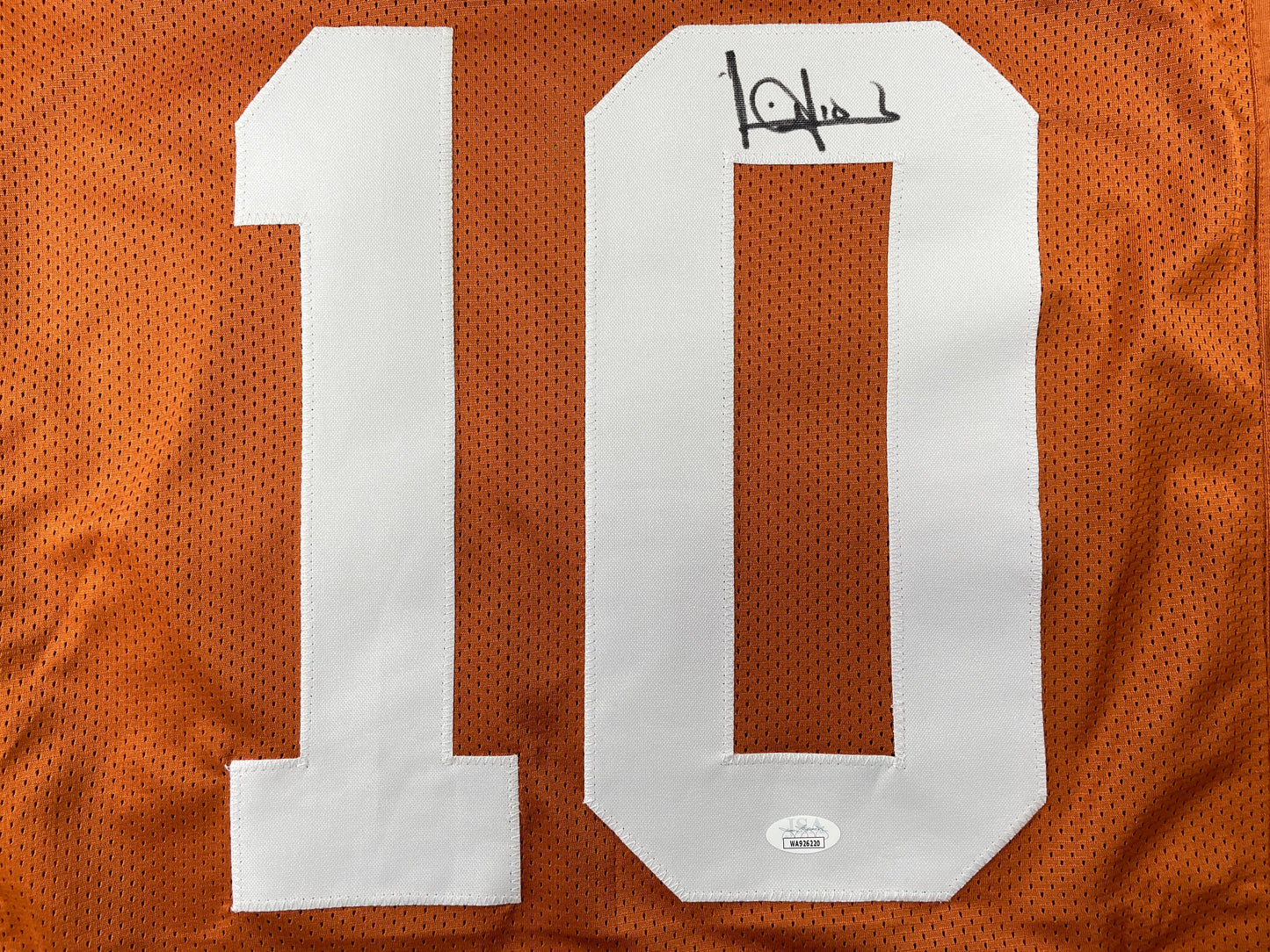 VINCE YOUNG TEXAS LONGHORNS SIGNED STAT JERSEY JSA COA