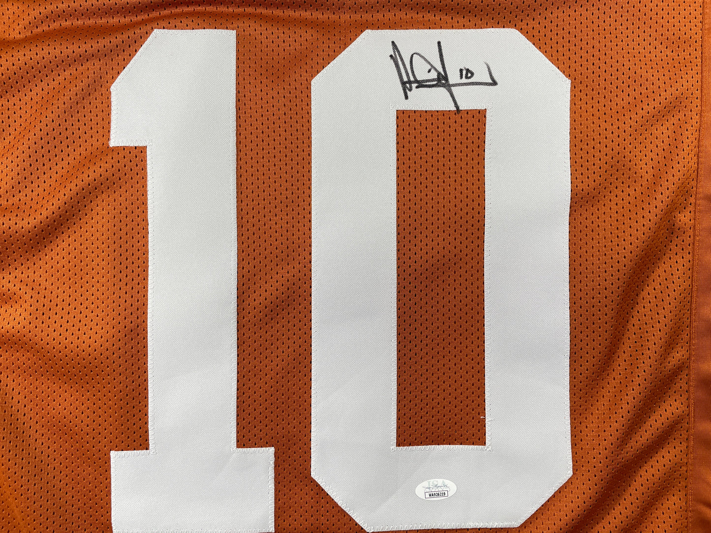 VINCE YOUNG TEXAS LONGHORNS SIGNED STAT JERSEY JSA COA