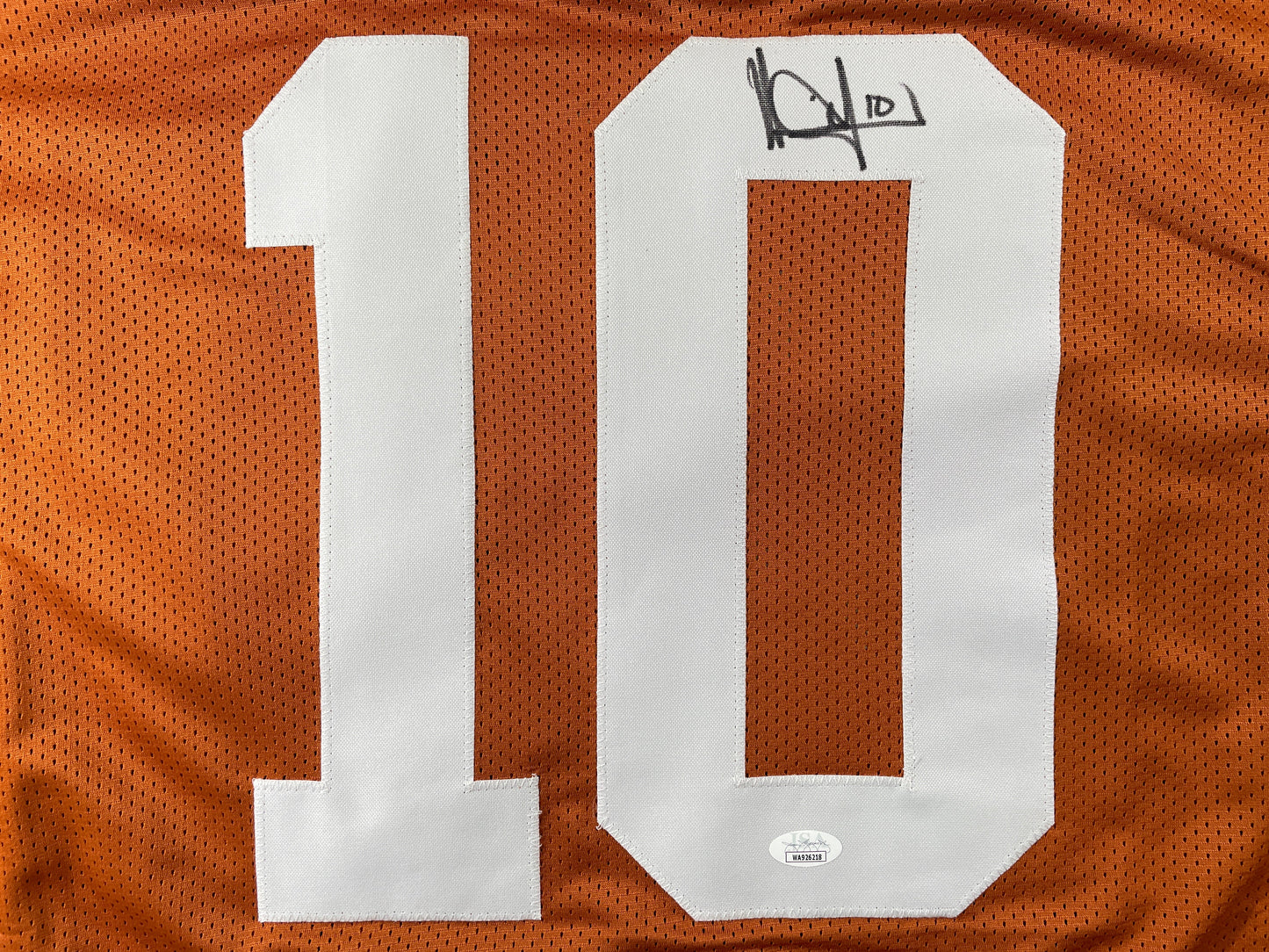 VINCE YOUNG TEXAS LONGHORNS SIGNED STAT JERSEY JSA COA