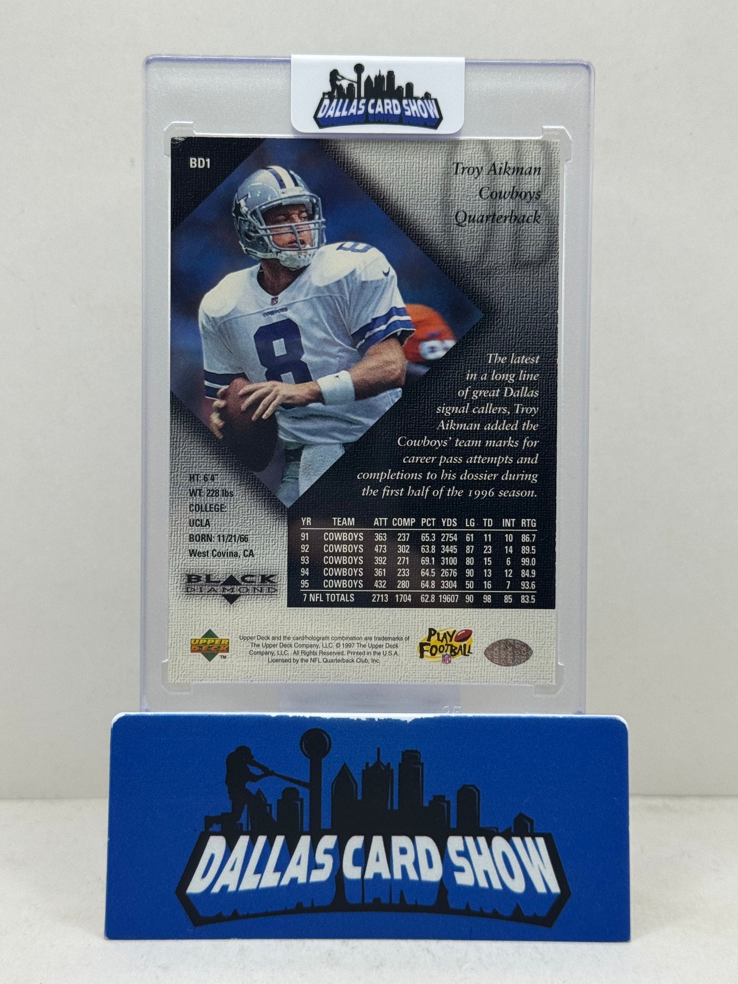 1997 UD Black Diamond TROY AIKMAN Autograph/499 HOF SP Auto Dallas Cowboys