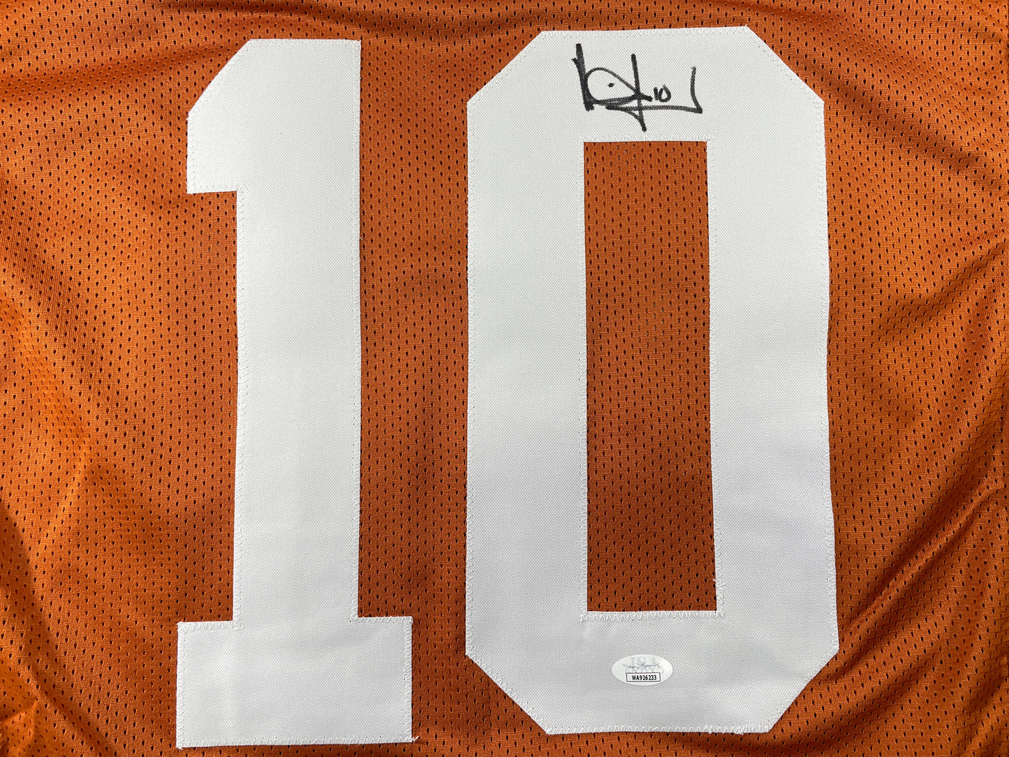 VINCE YOUNG TEXAS LONGHORNS SIGNED STAT JERSEY JSA COA