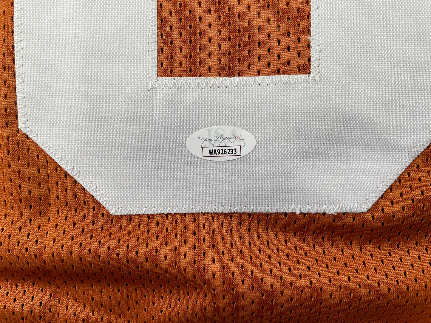 VINCE YOUNG TEXAS LONGHORNS SIGNED STAT JERSEY JSA COA