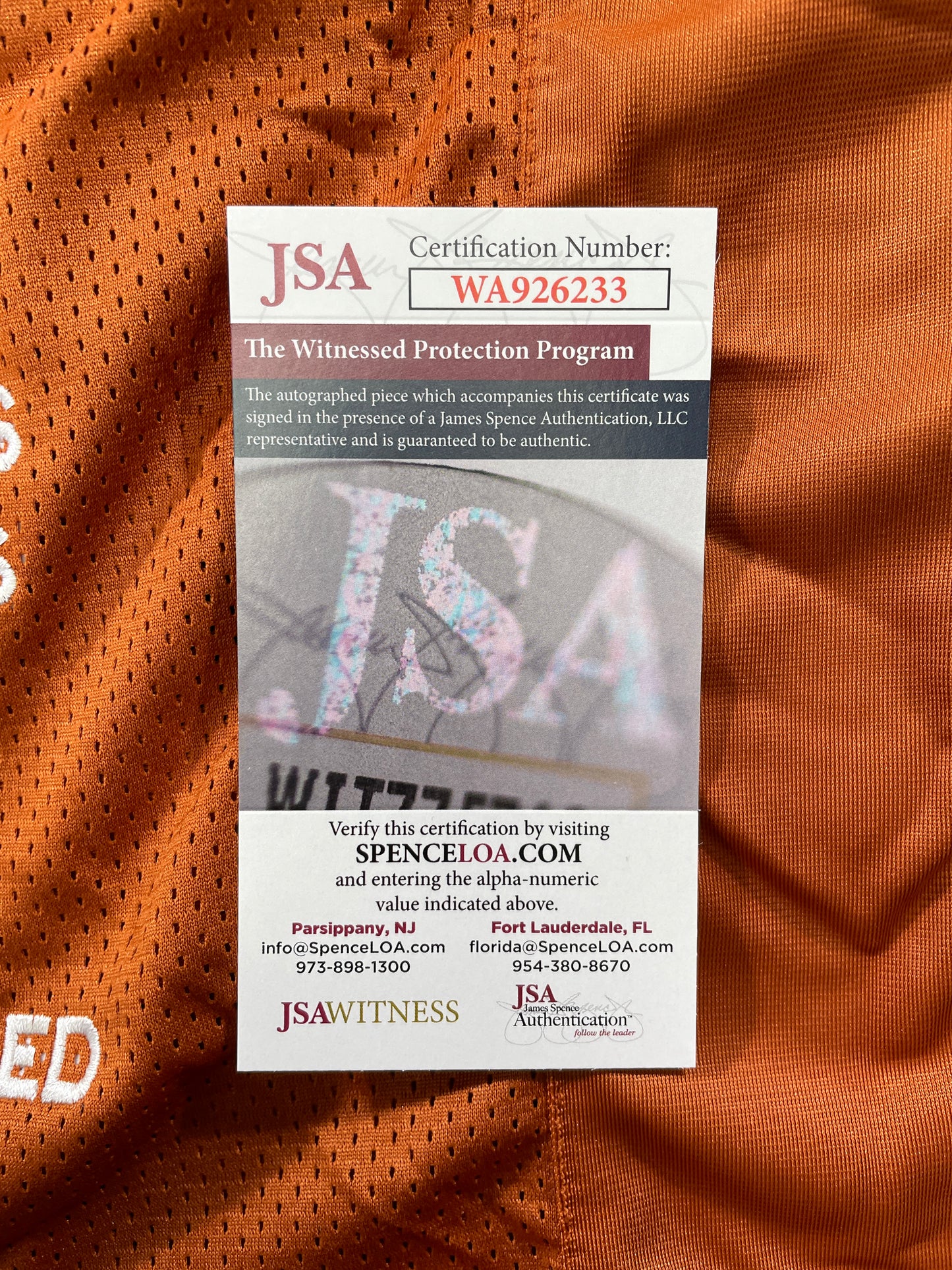 VINCE YOUNG TEXAS LONGHORNS SIGNED STAT JERSEY JSA COA