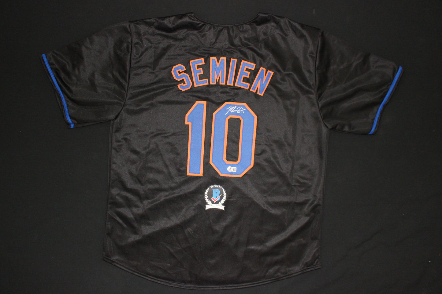 MARCUS SEMIEN NEW YORK NY METS SIGNED ALT BLACK JERSEY BAS COA