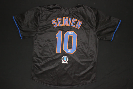 MARCUS SEMIEN NEW YORK NY METS SIGNED ALT BLACK JERSEY BAS COA