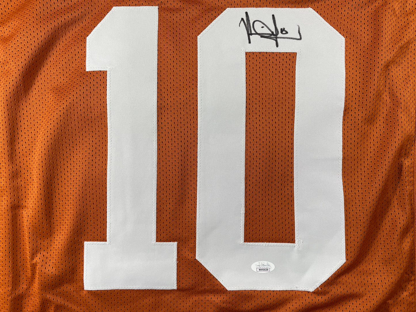 VINCE YOUNG TEXAS LONGHORNS SIGNED STAT JERSEY JSA COA