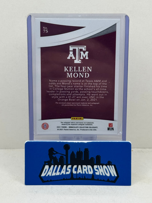 2021 Panini Immaculate Collegiate Kellen Mond Rookie Patch Autograph /99