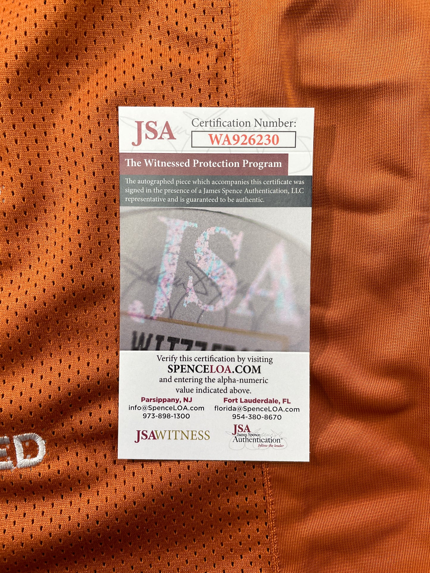 VINCE YOUNG TEXAS LONGHORNS SIGNED STAT JERSEY JSA COA