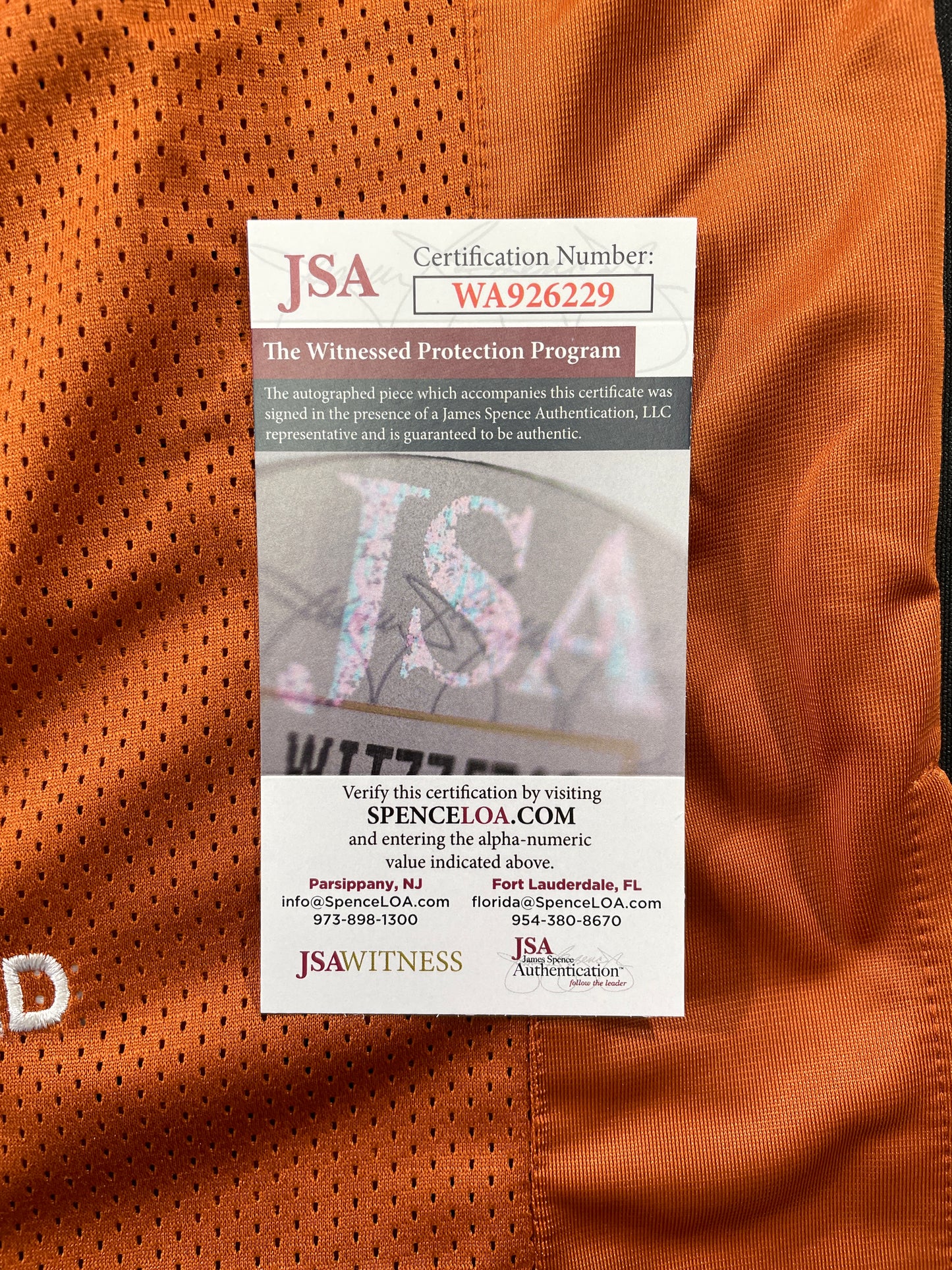 VINCE YOUNG TEXAS LONGHORNS SIGNED STAT JERSEY JSA COA