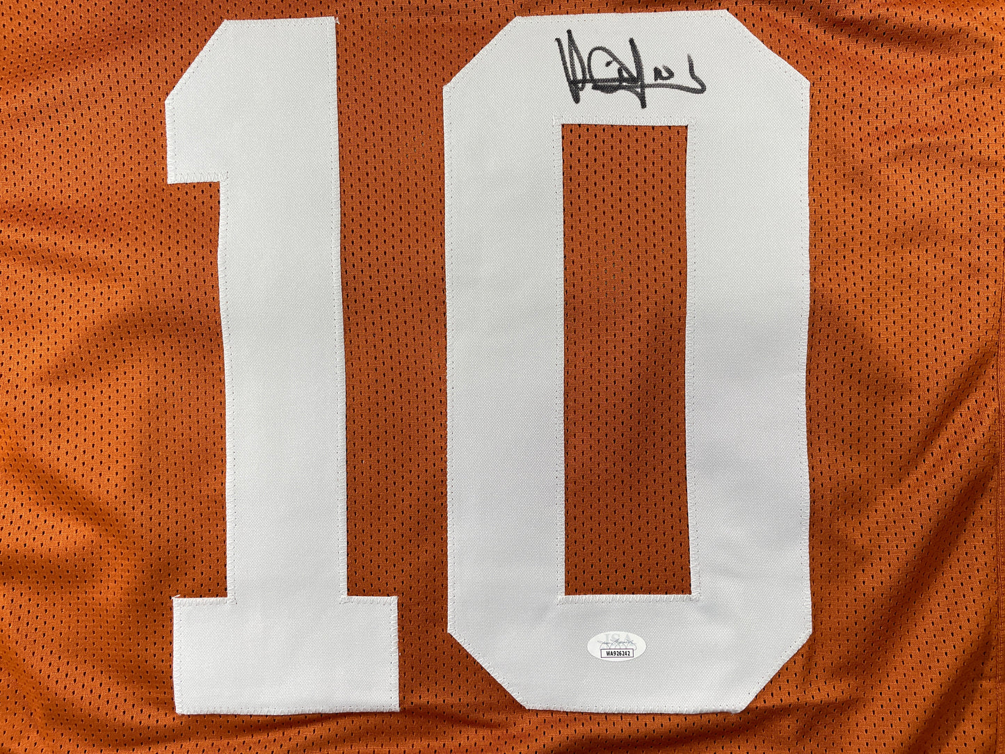 VINCE YOUNG TEXAS LONGHORNS SIGNED STAT JERSEY JSA COA