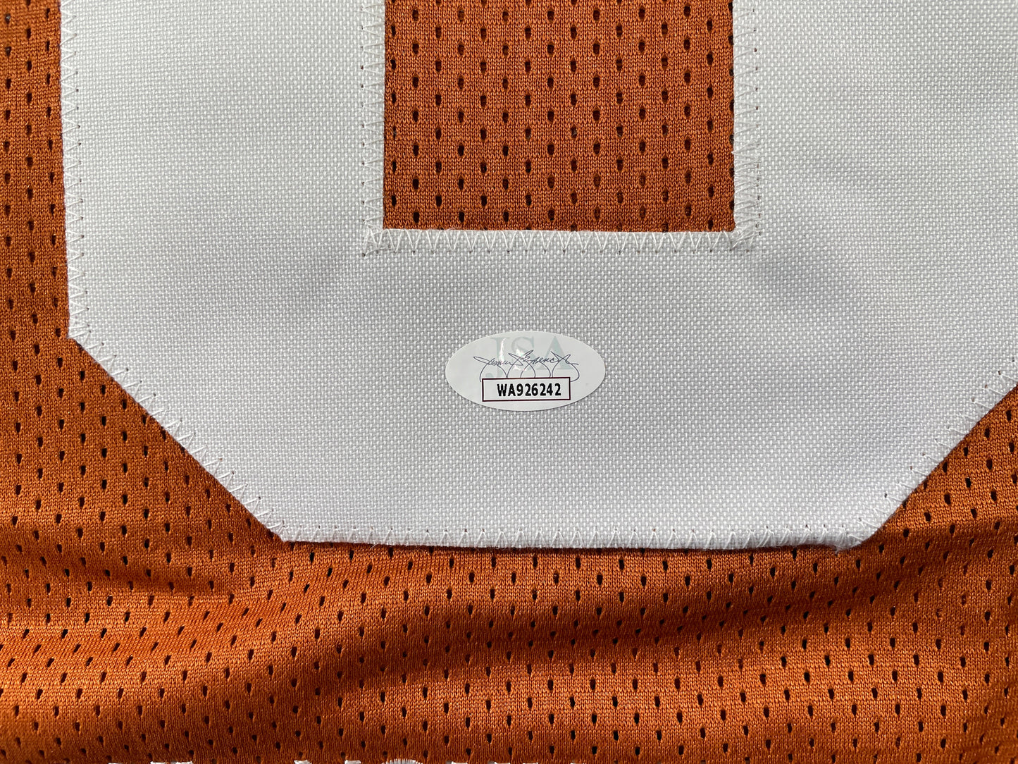 VINCE YOUNG TEXAS LONGHORNS SIGNED STAT JERSEY JSA COA