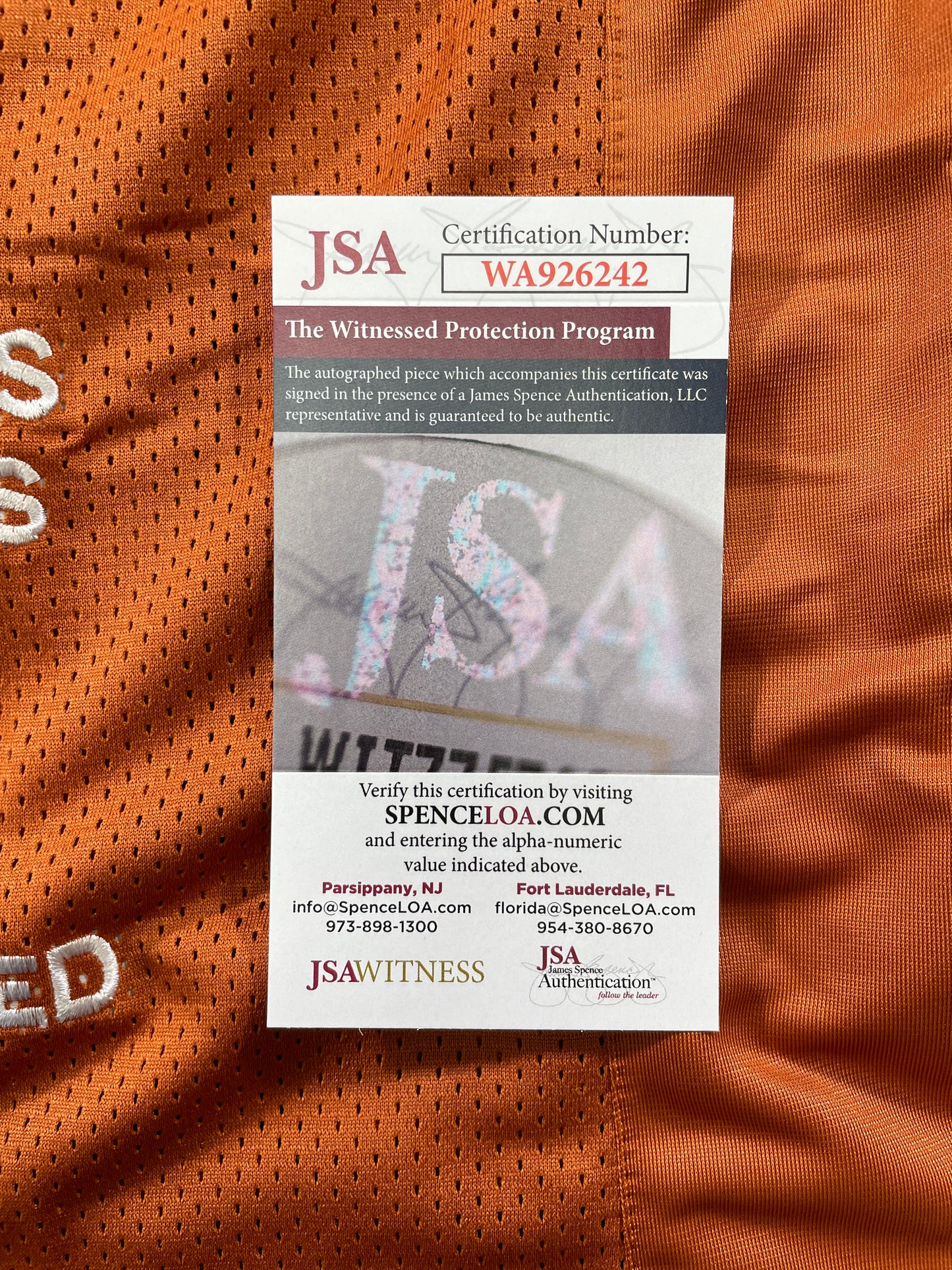 VINCE YOUNG TEXAS LONGHORNS SIGNED STAT JERSEY JSA COA