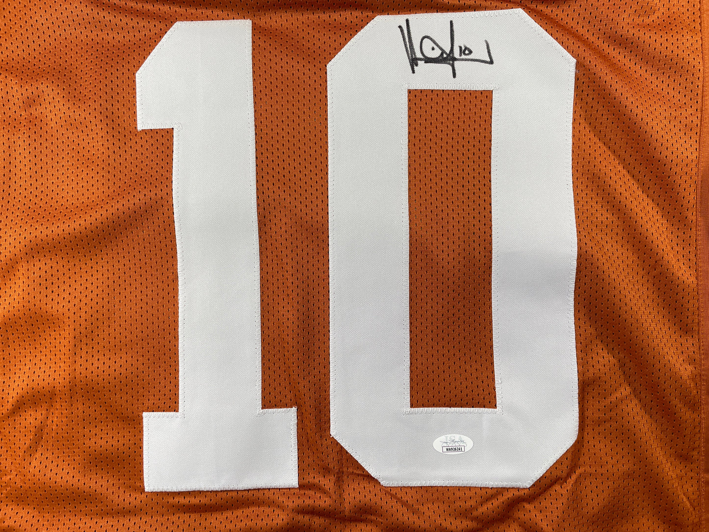 VINCE YOUNG TEXAS LONGHORNS SIGNED STAT JERSEY JSA COA