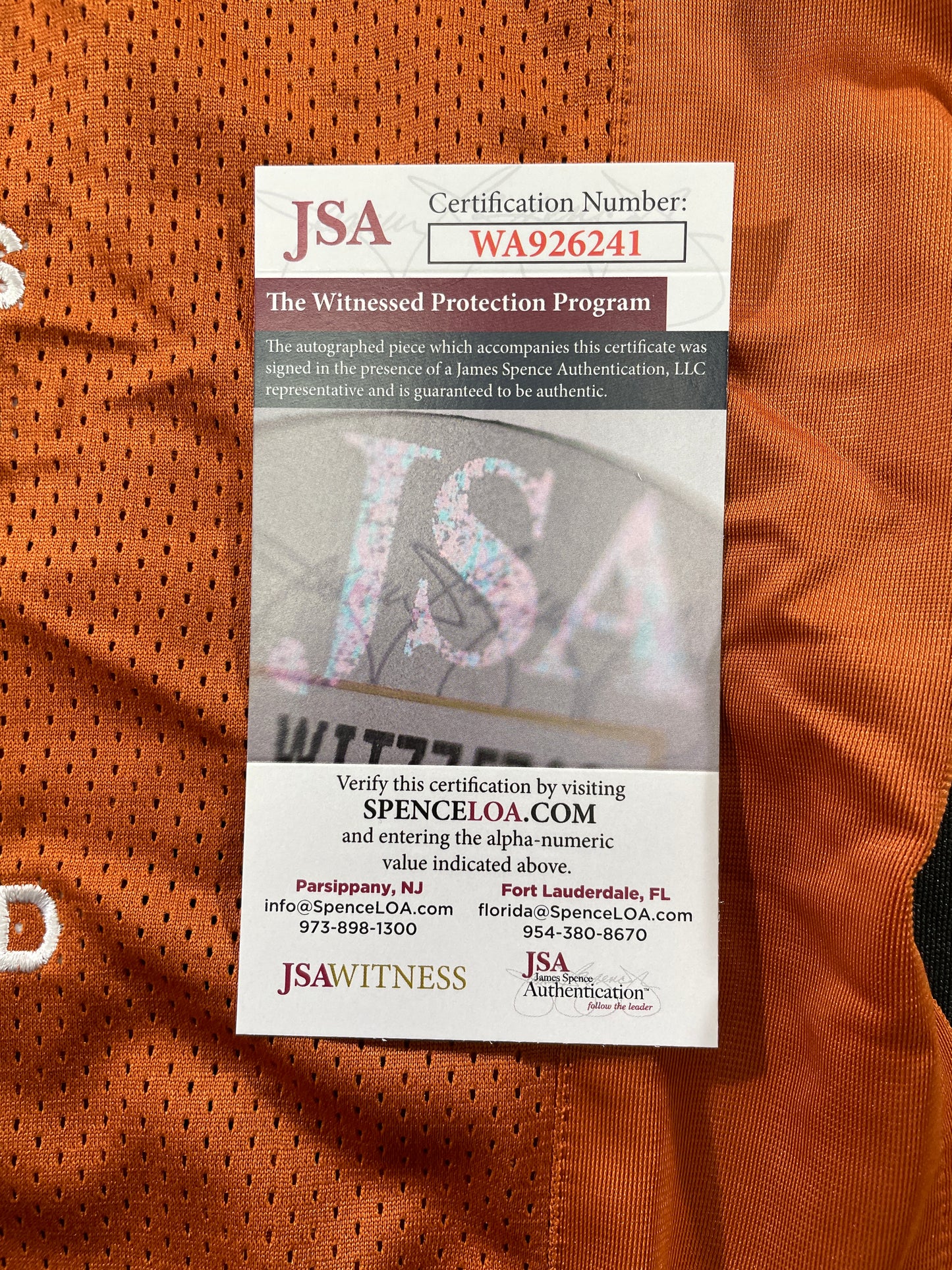 VINCE YOUNG TEXAS LONGHORNS SIGNED STAT JERSEY JSA COA