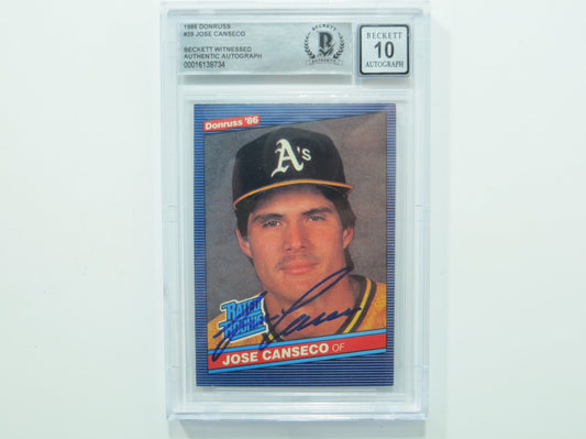 JOSE CANSECO SIGNED BGS BAS SLAB 1986 DONRUSS #39 A's Auto 10
