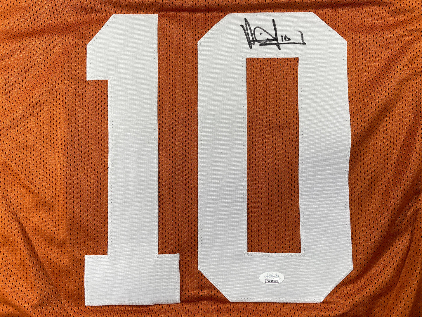 VINCE YOUNG TEXAS LONGHORNS SIGNED STAT JERSEY JSA COA