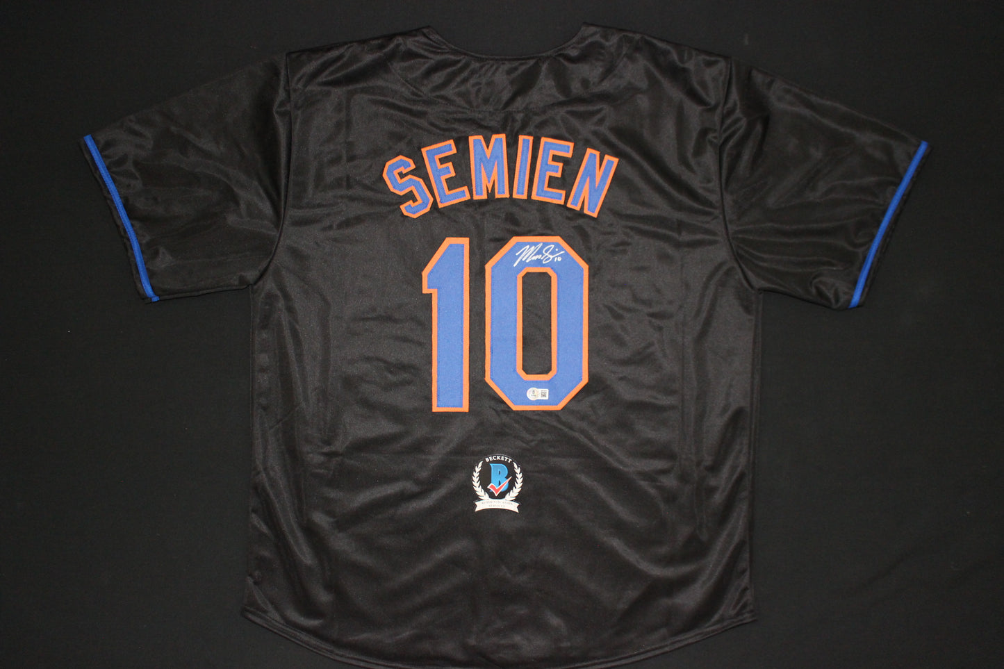 MARCUS SEMIEN NEW YORK NY METS SIGNED ALT BLACK JERSEY BAS COA