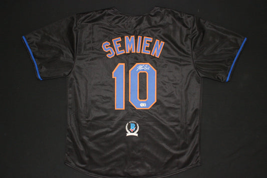 MARCUS SEMIEN NEW YORK NY METS SIGNED ALT BLACK JERSEY BAS COA