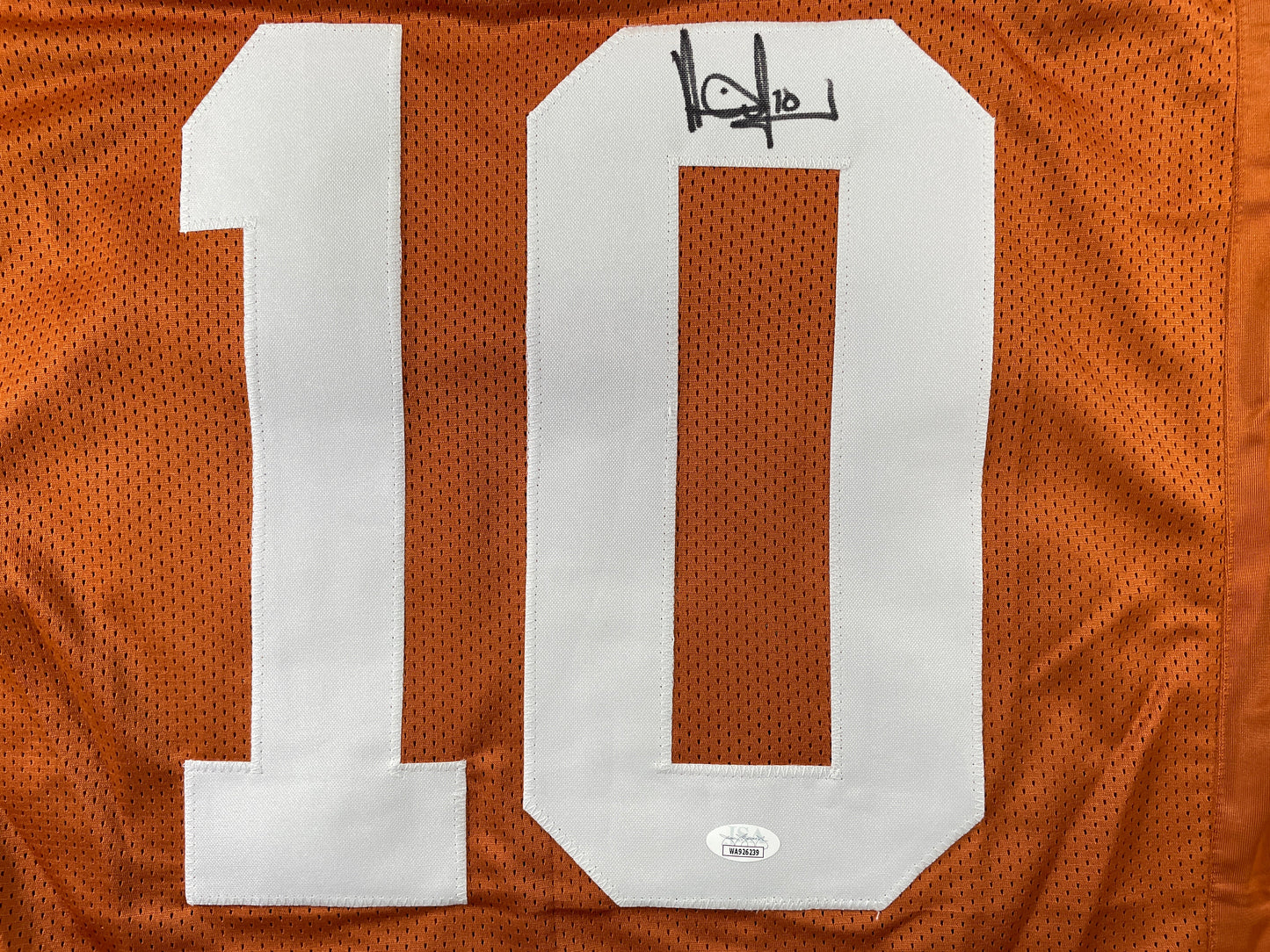 VINCE YOUNG TEXAS LONGHORNS SIGNED STAT JERSEY JSA COA