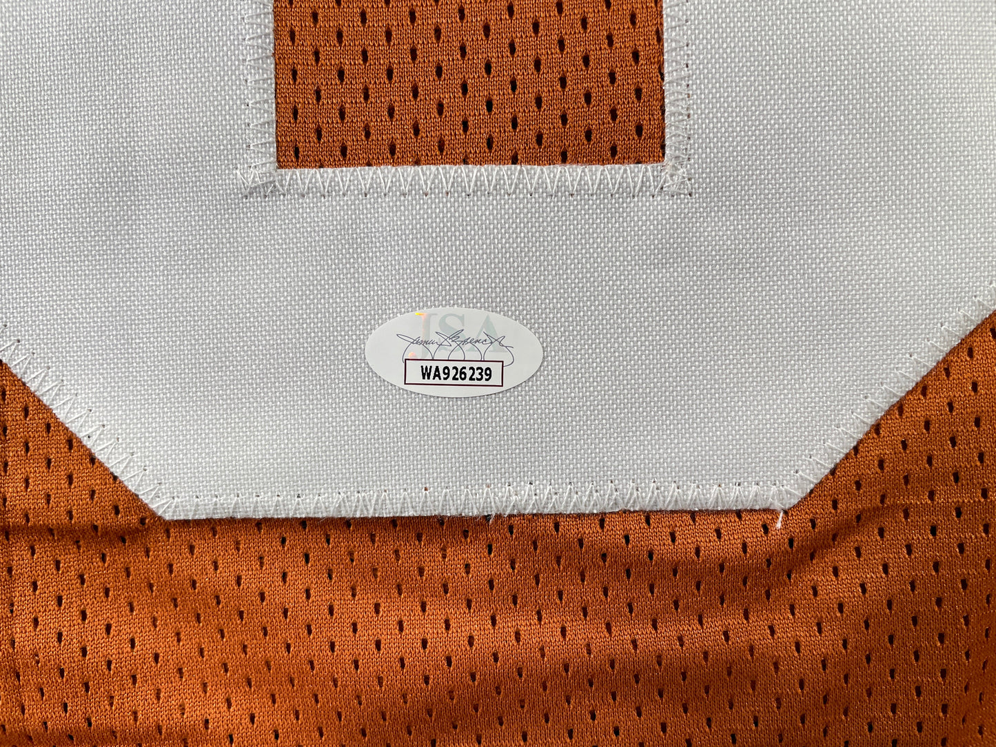 VINCE YOUNG TEXAS LONGHORNS SIGNED STAT JERSEY JSA COA
