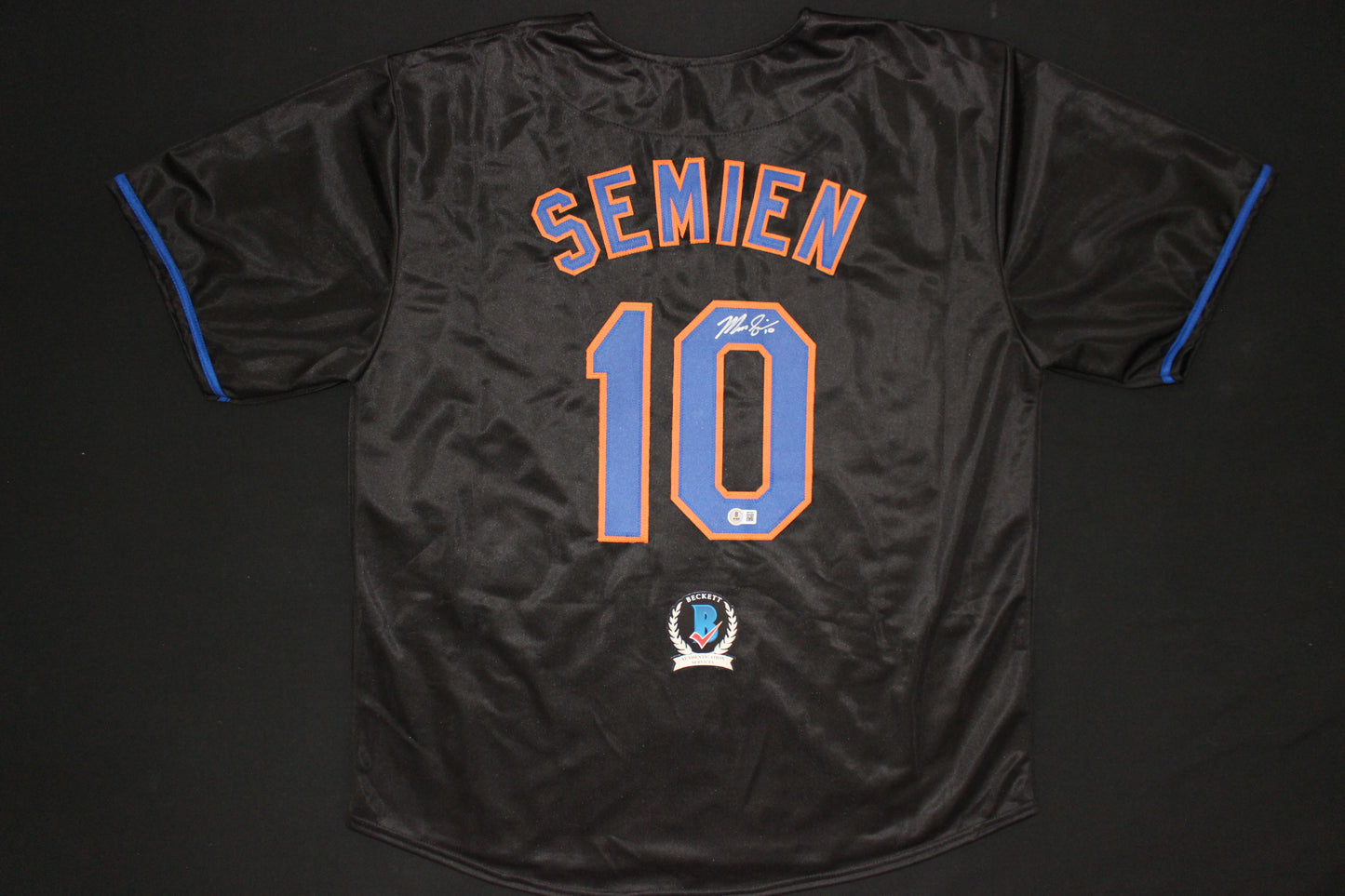 MARCUS SEMIEN NEW YORK NY METS SIGNED ALT BLACK JERSEY BAS COA