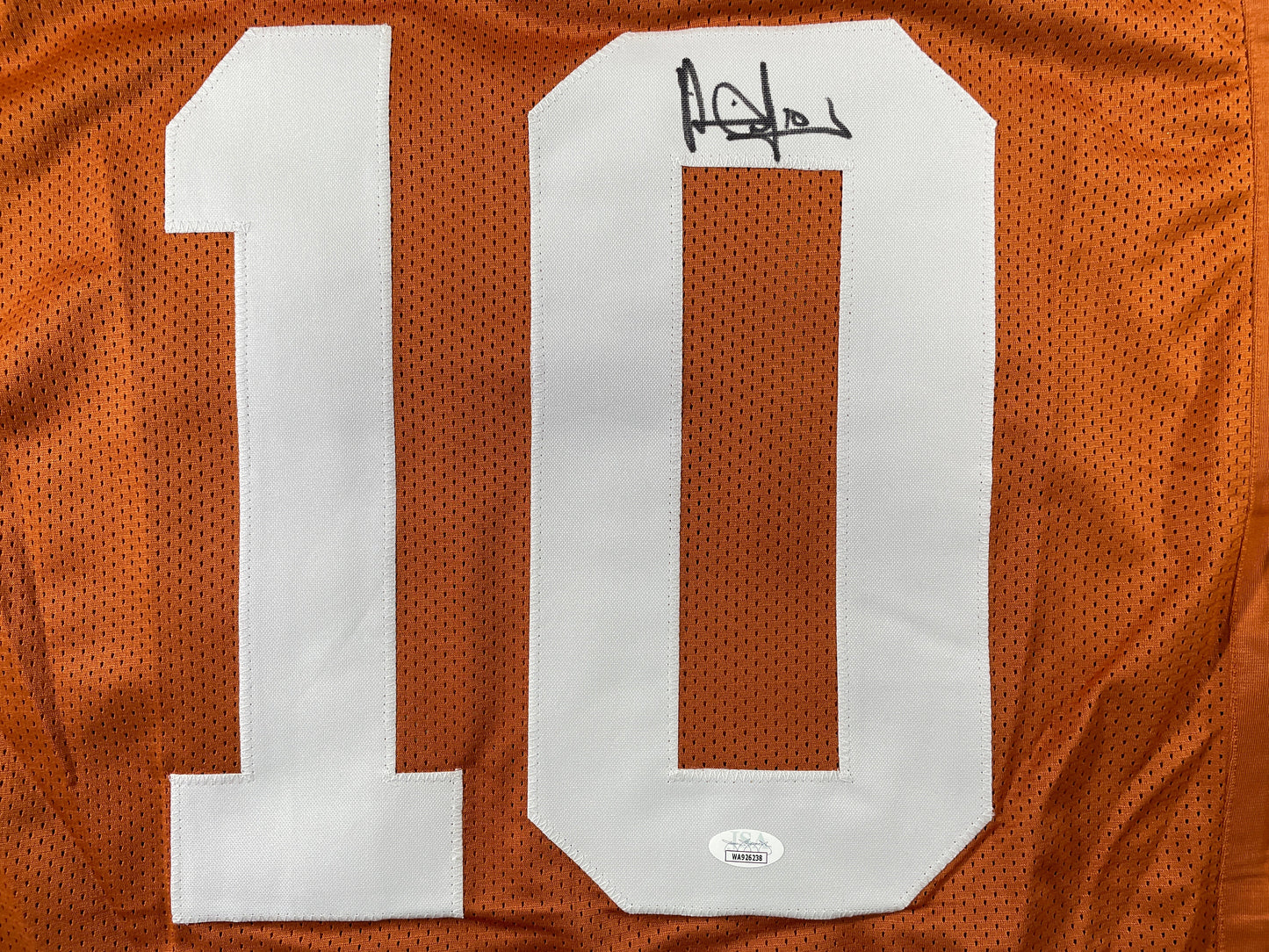 VINCE YOUNG TEXAS LONGHORNS SIGNED STAT JERSEY JSA COA