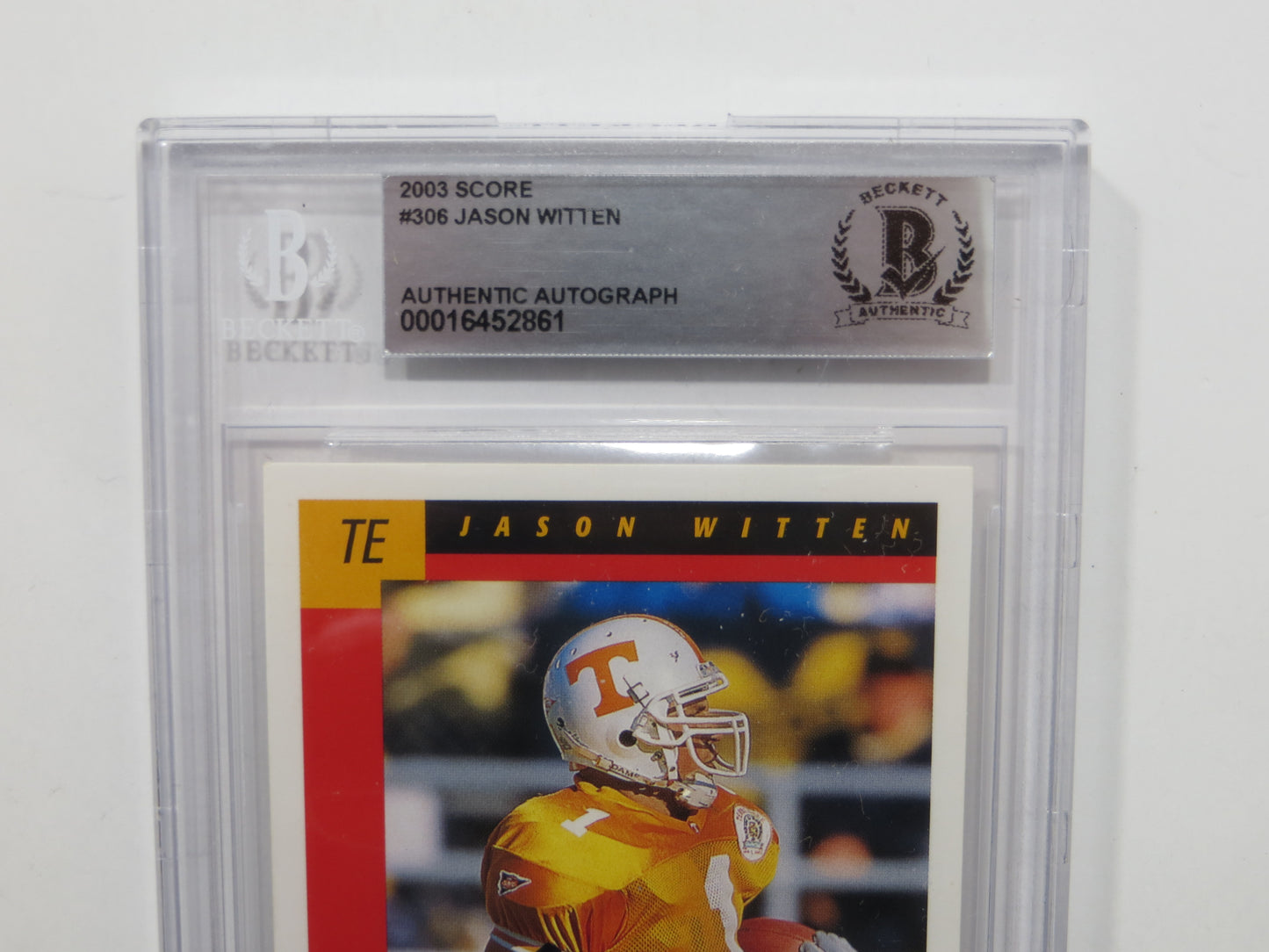 JASON WITTEN SIGNED BGS BAS SLAB 2003 SCORE #306 DALLAS COWBOYS TENN