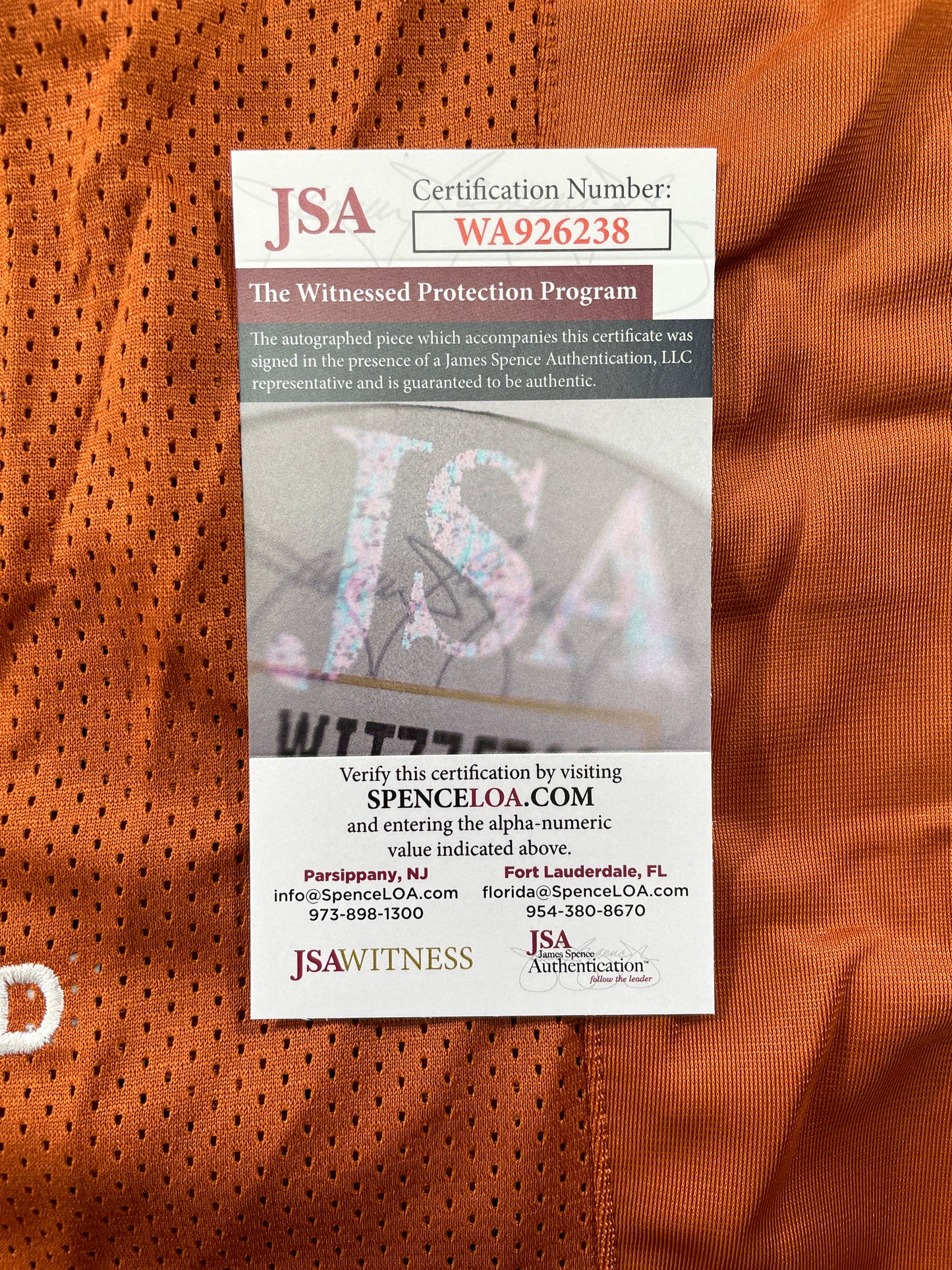 VINCE YOUNG TEXAS LONGHORNS SIGNED STAT JERSEY JSA COA