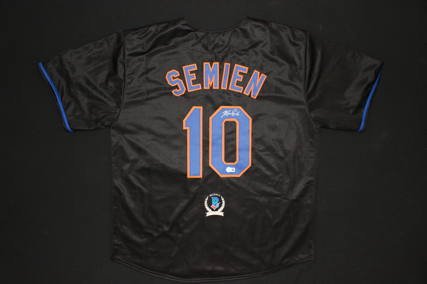 MARCUS SEMIEN NEW YORK NY METS SIGNED ALT BLACK JERSEY BAS COA