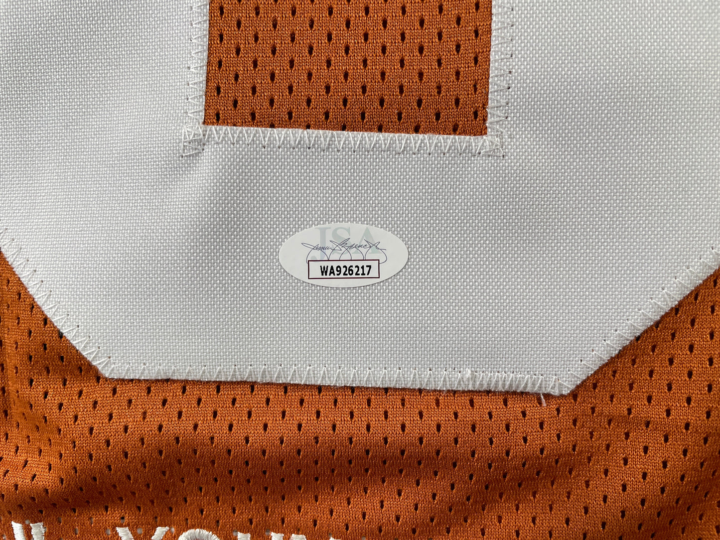 VINCE YOUNG TEXAS LONGHORNS SIGNED STAT JERSEY JSA COA