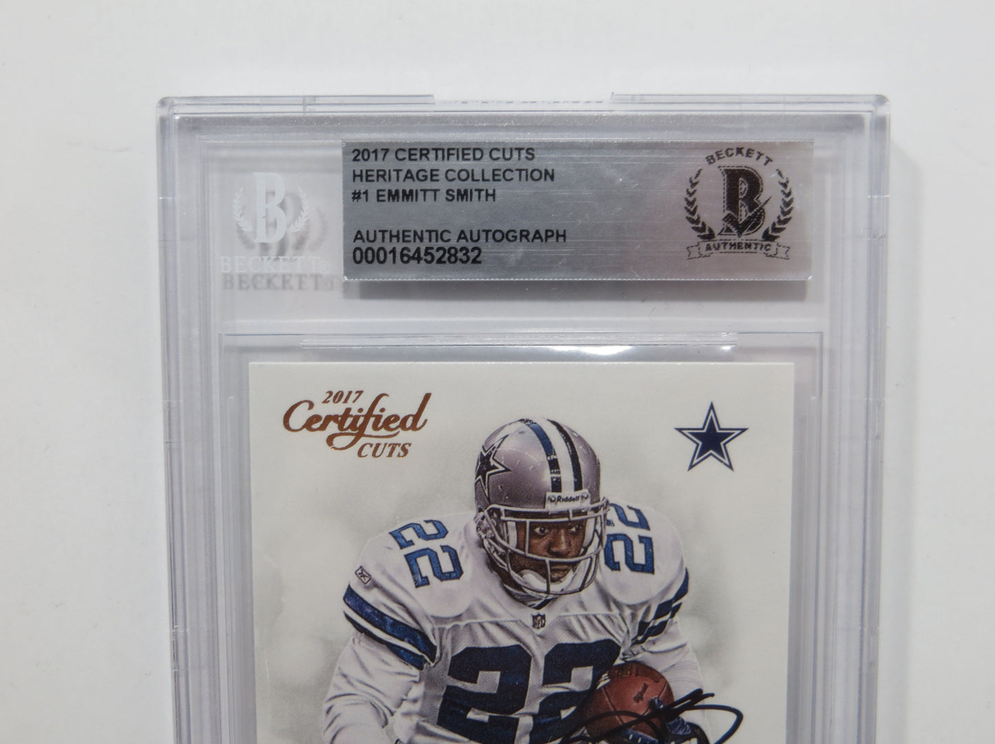 EMMITT SMITH SIGNED BGS BAS SLAB 2017 CERTIFIED CUTS HERITAGE #1 Cowboys
