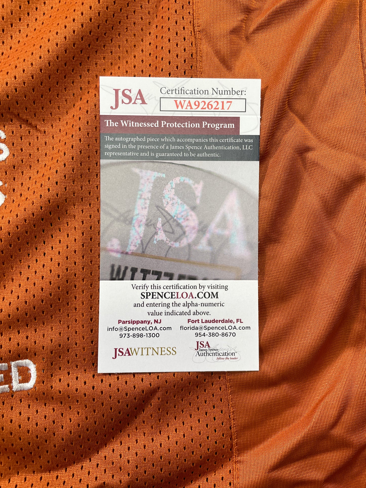 VINCE YOUNG TEXAS LONGHORNS SIGNED STAT JERSEY JSA COA