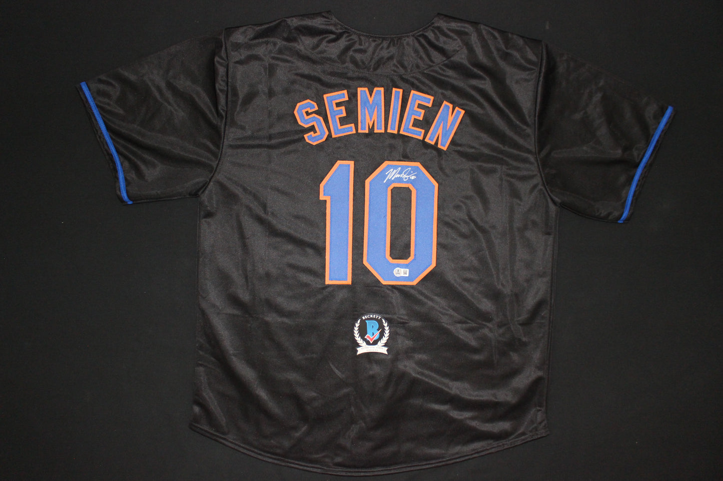 MARCUS SEMIEN NEW YORK NY METS SIGNED ALT BLACK JERSEY BAS COA