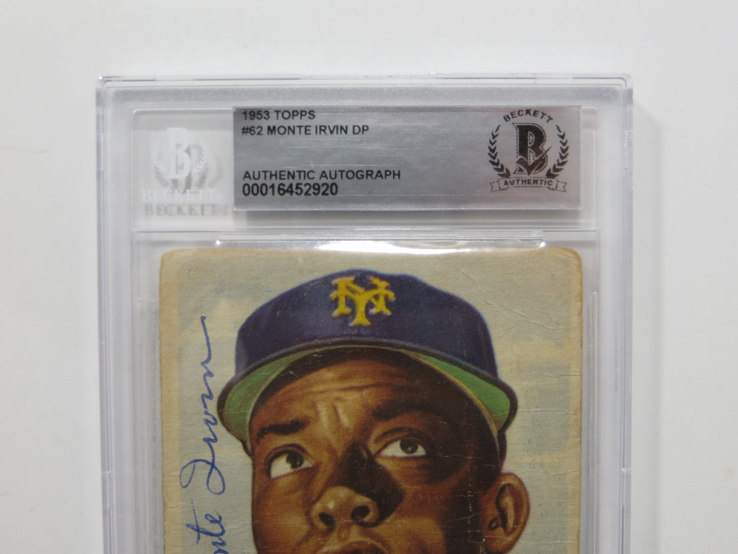 MONTE IRVIN SIGNED BGS BAS SLAB 1953 Topps #62 New York Giants
