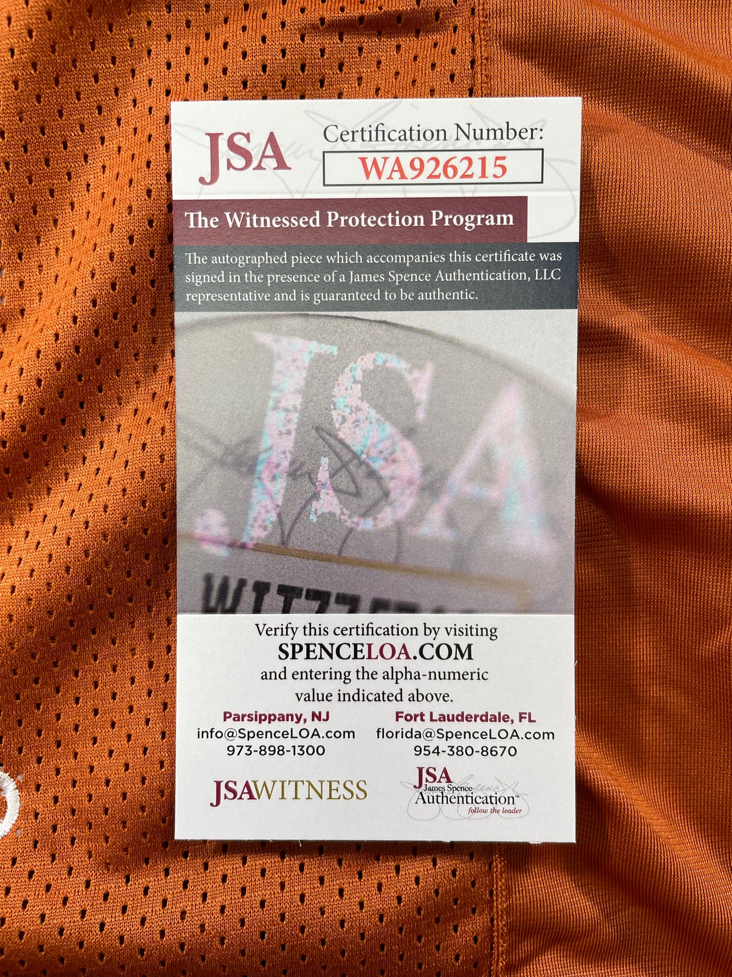 VINCE YOUNG TEXAS LONGHORNS SIGNED STAT JERSEY JSA COA