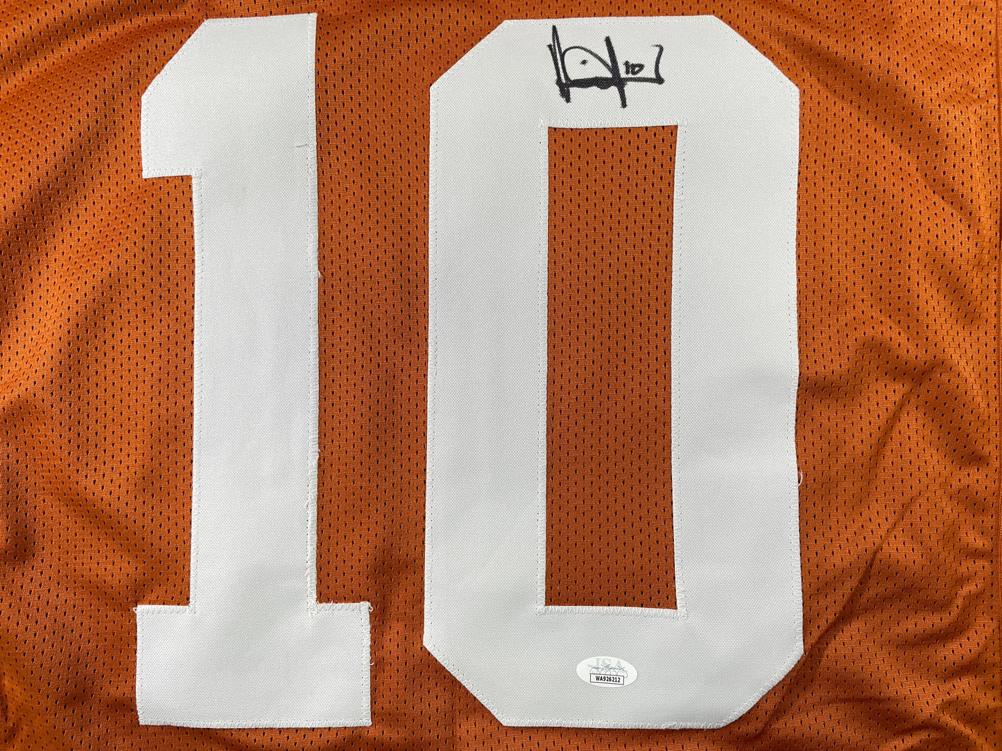 VINCE YOUNG TEXAS LONGHORNS SIGNED STAT JERSEY JSA COA