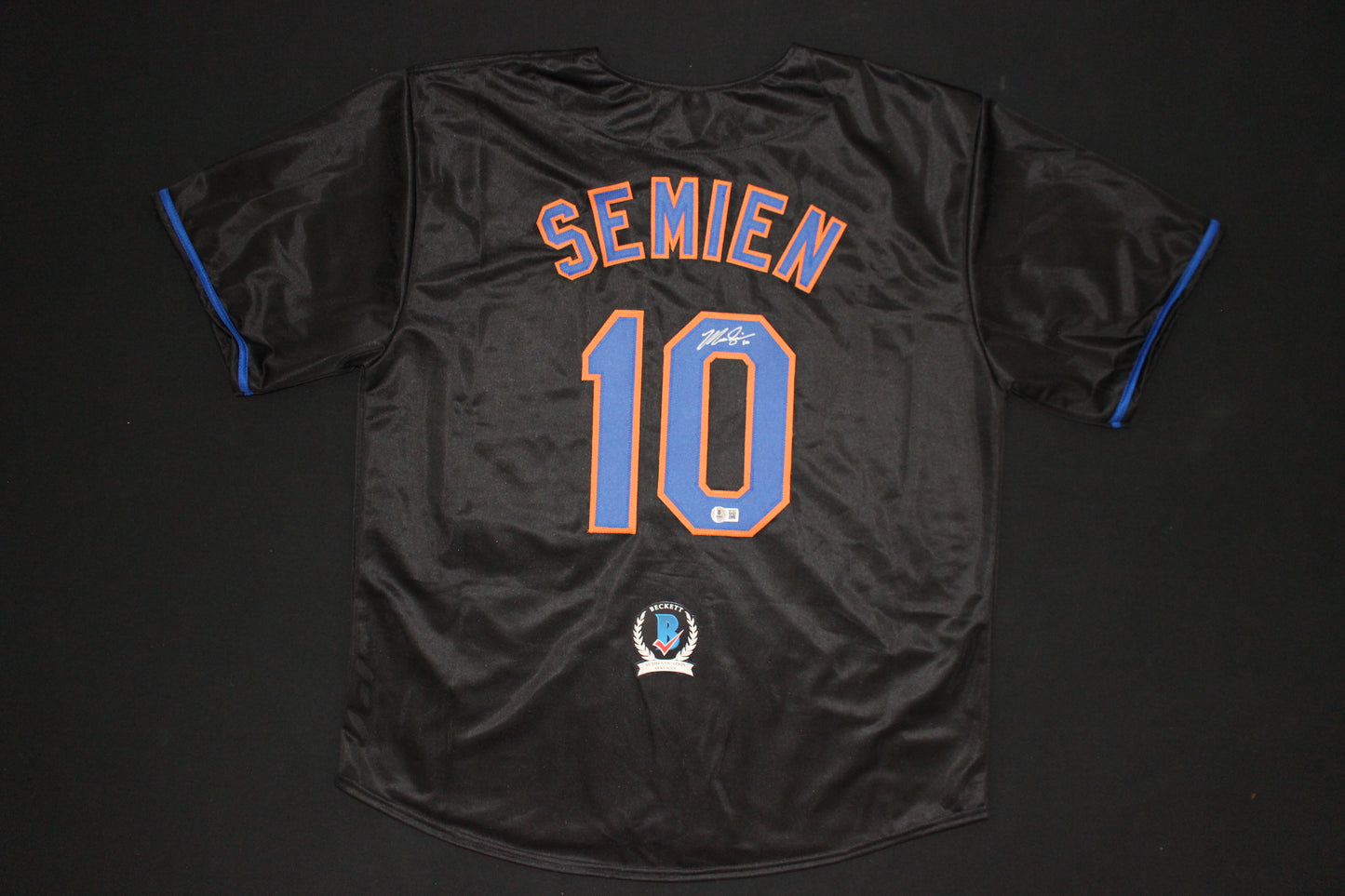 MARCUS SEMIEN NEW YORK NY METS SIGNED ALT BLACK JERSEY BAS COA