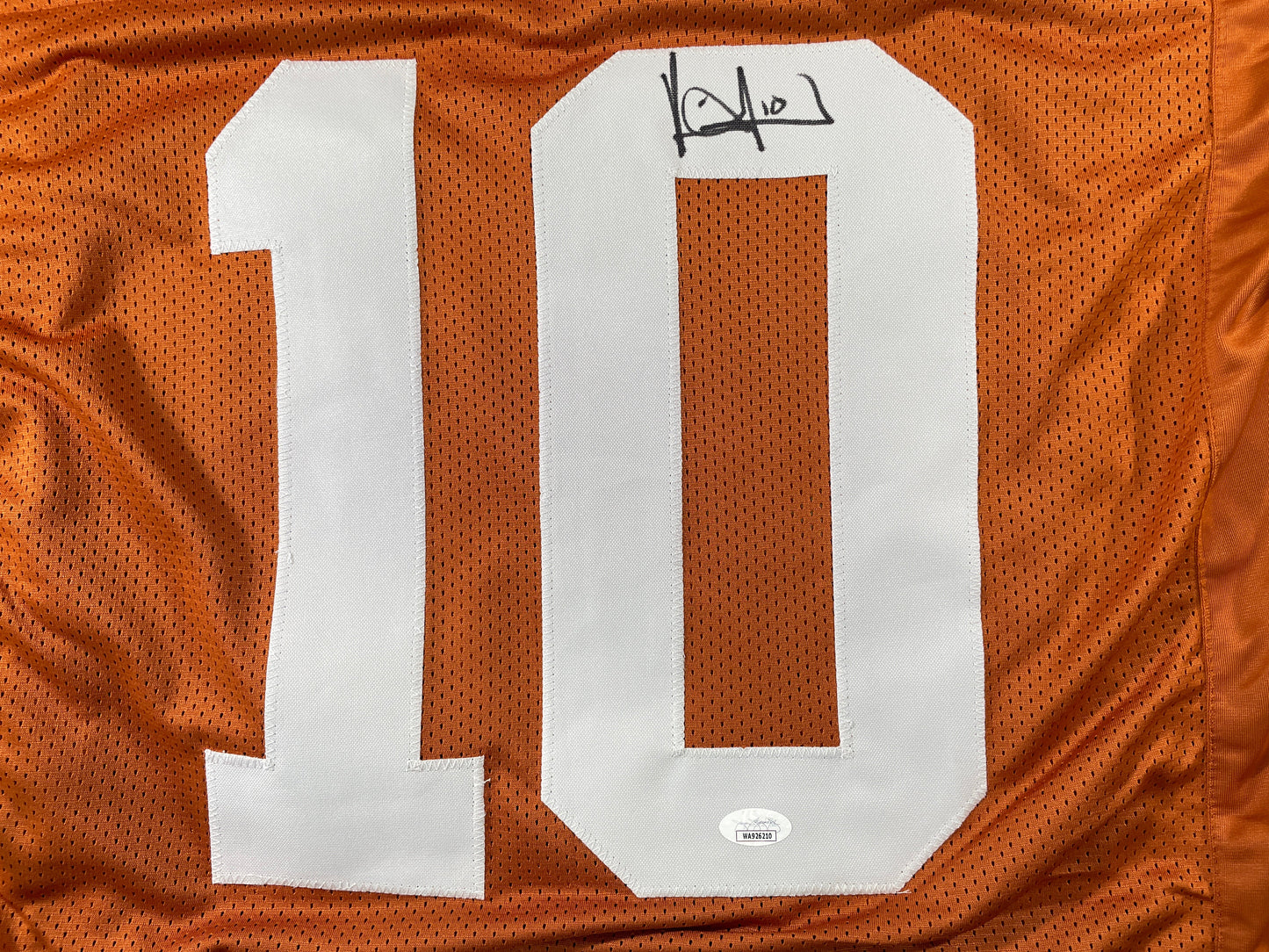 VINCE YOUNG TEXAS LONGHORNS SIGNED STAT JERSEY JSA COA