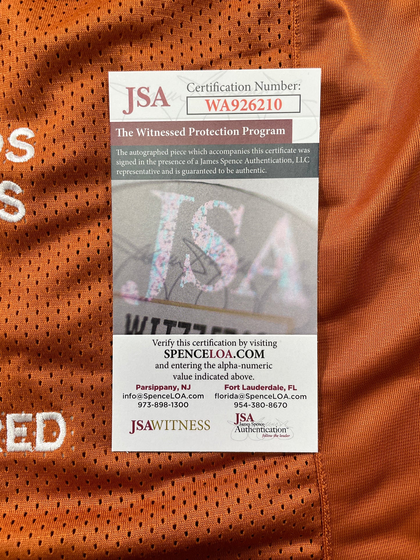 VINCE YOUNG TEXAS LONGHORNS SIGNED STAT JERSEY JSA COA