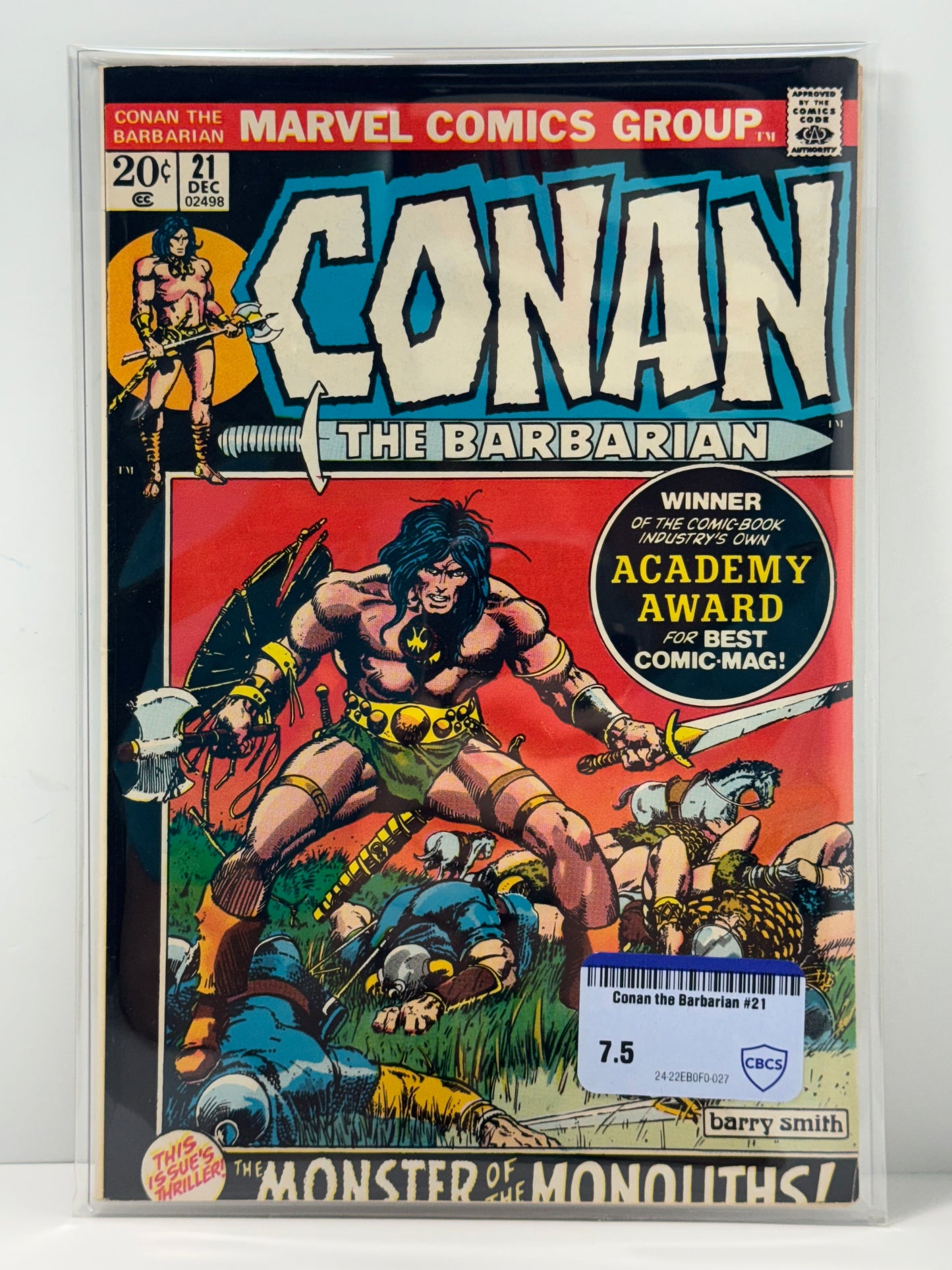 Conan the Barbarian #21 (Marvel Comics December 1972) CBCS Comic Review 7.5