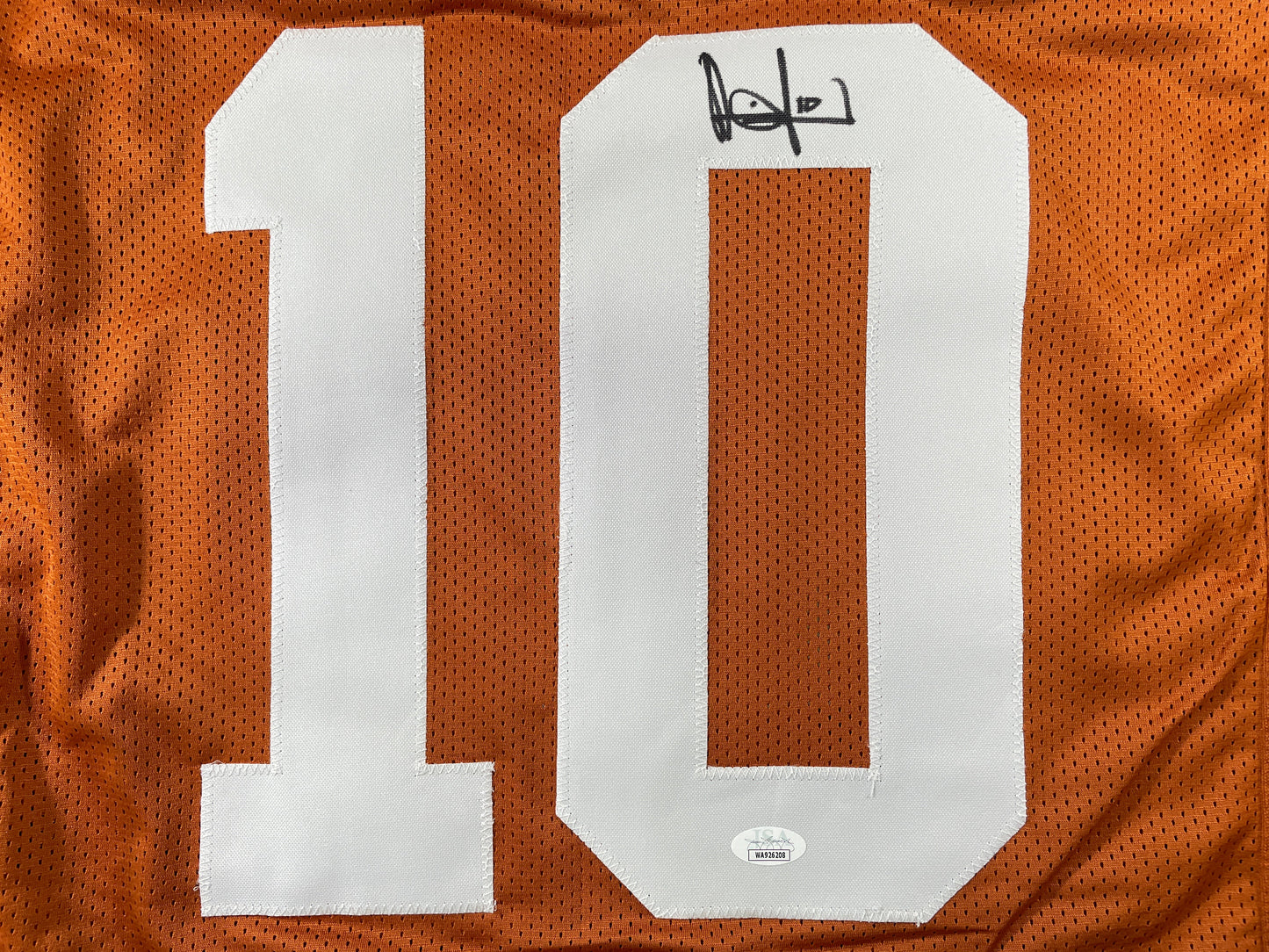 VINCE YOUNG TEXAS LONGHORNS SIGNED STAT JERSEY JSA COA