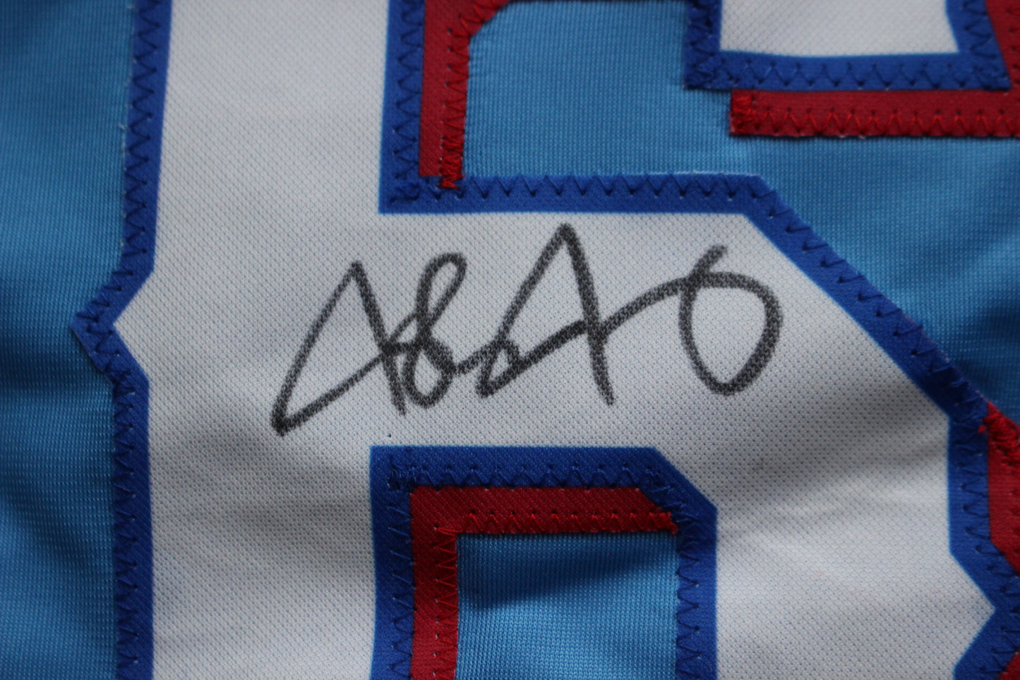 JOSH JUNG TEXAS RANGERS SIGNED ALT Light Blue JERSEY Red Raiders BAS