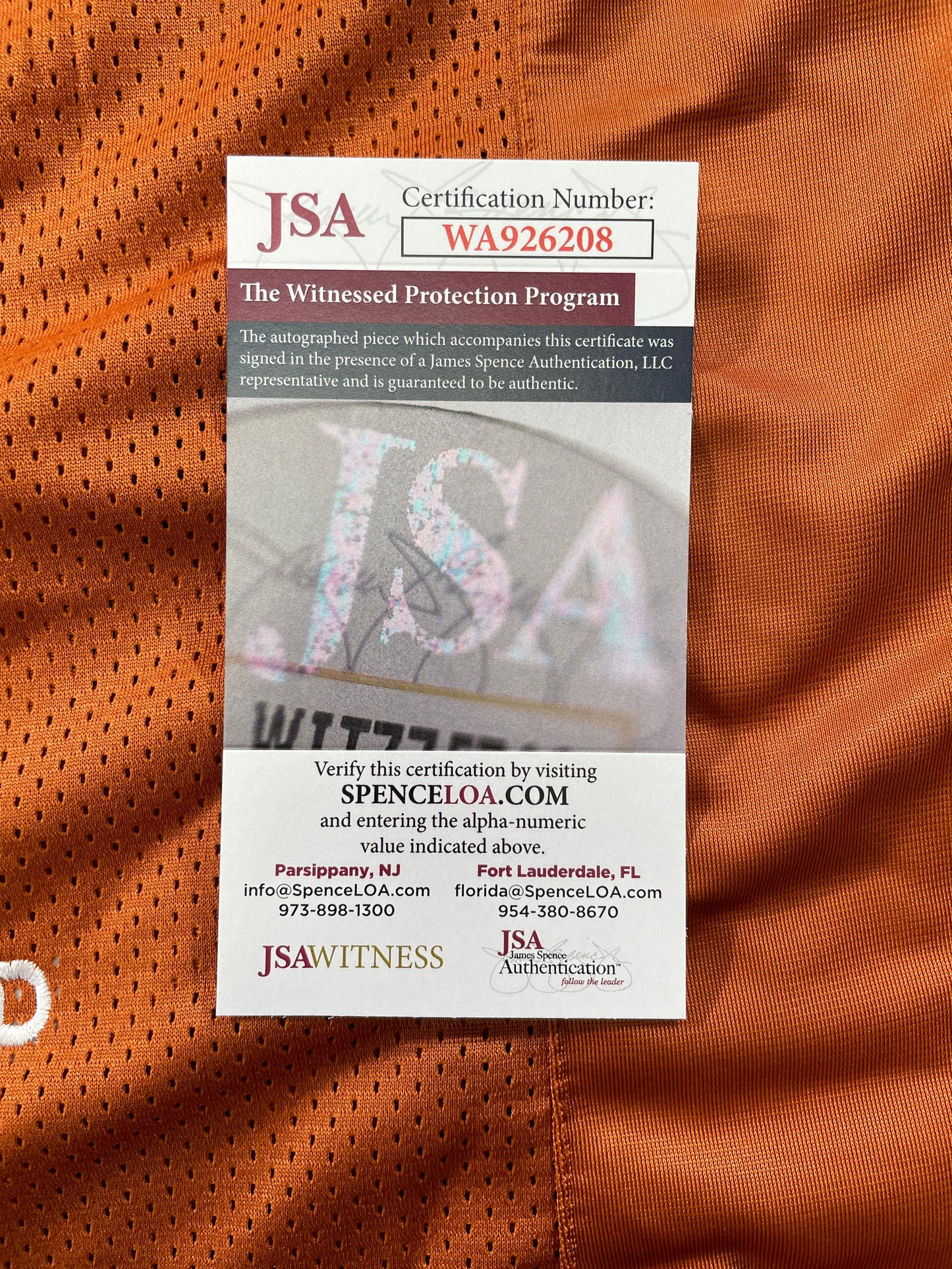 VINCE YOUNG TEXAS LONGHORNS SIGNED STAT JERSEY JSA COA