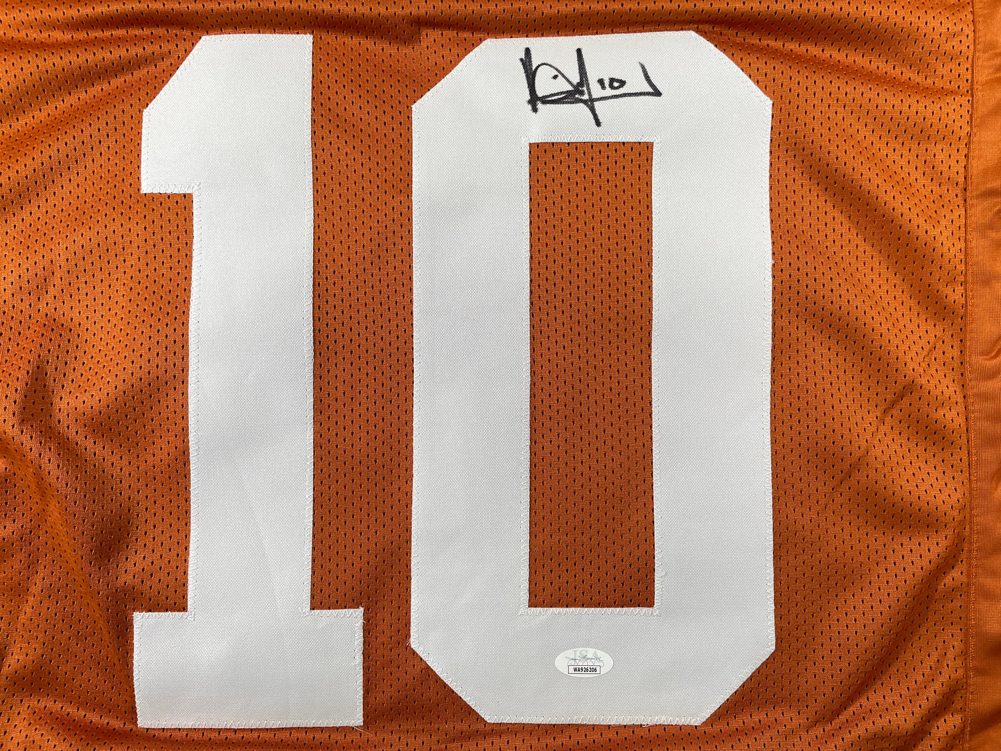 VINCE YOUNG TEXAS LONGHORNS SIGNED STAT JERSEY JSA COA