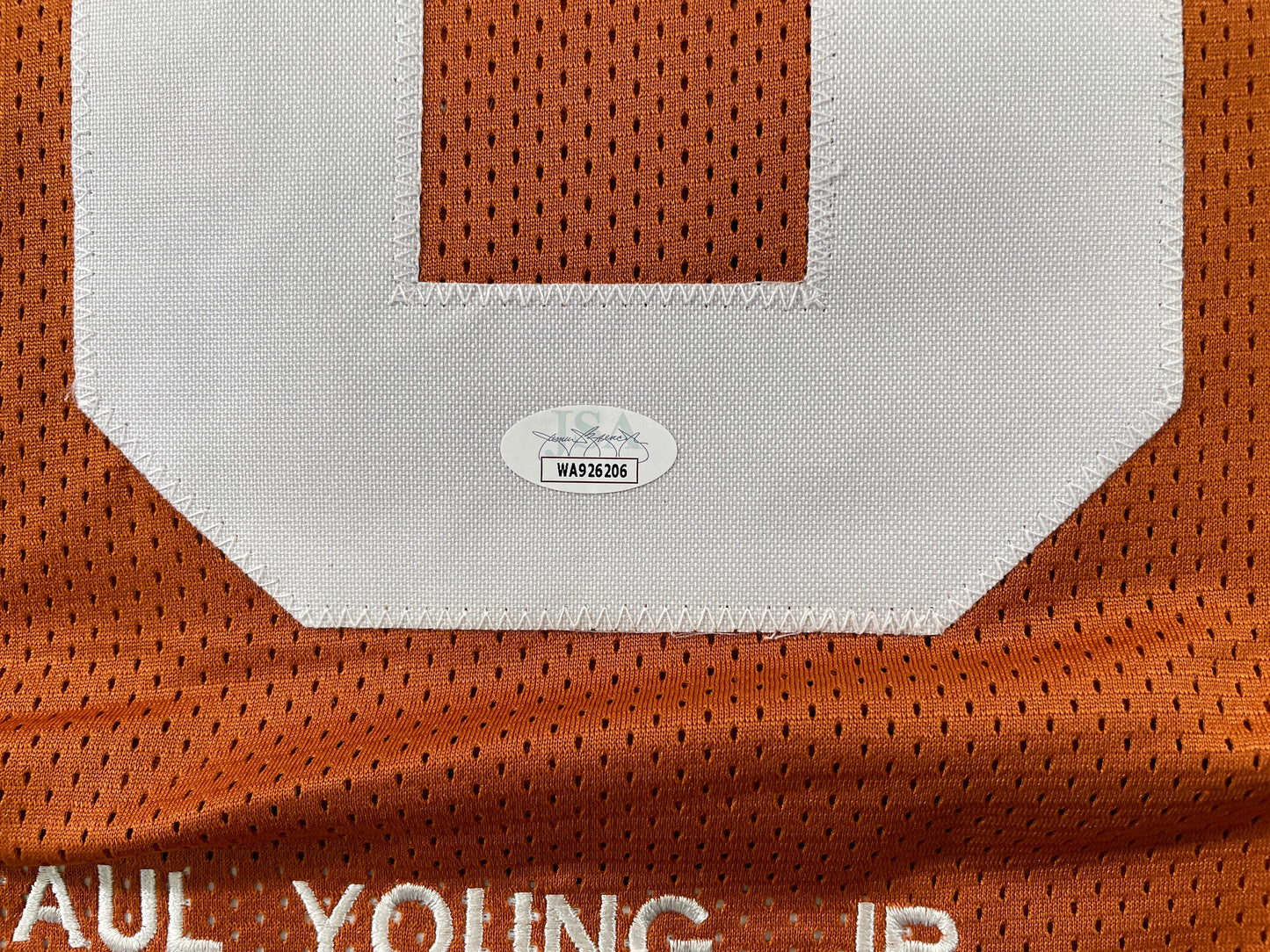 VINCE YOUNG TEXAS LONGHORNS SIGNED STAT JERSEY JSA COA
