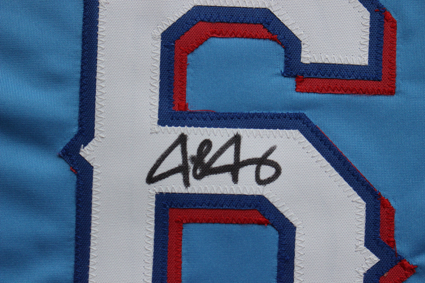 JOSH JUNG TEXAS RANGERS SIGNED ALT Light Blue JERSEY Red Raiders BAS