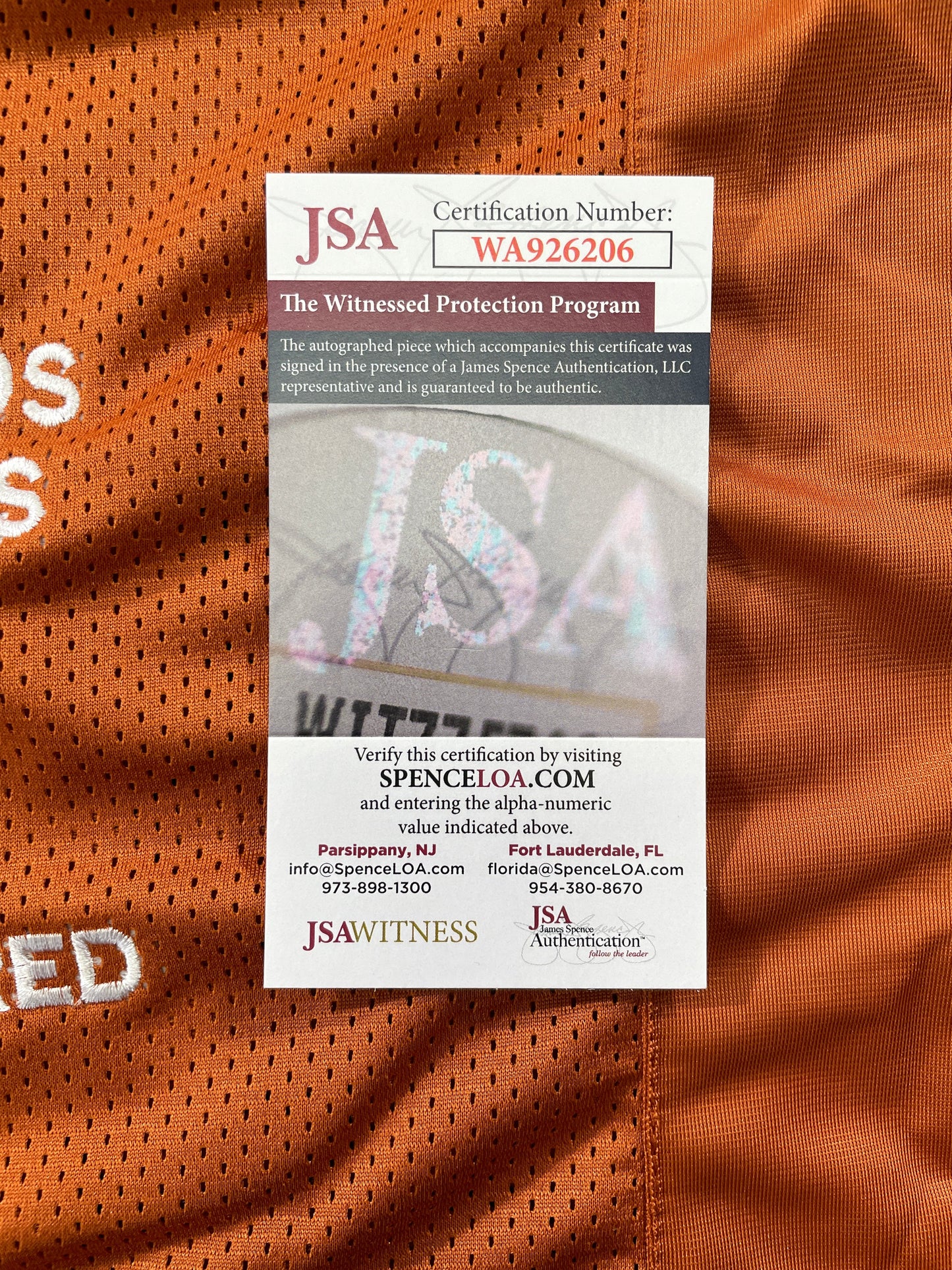 VINCE YOUNG TEXAS LONGHORNS SIGNED STAT JERSEY JSA COA