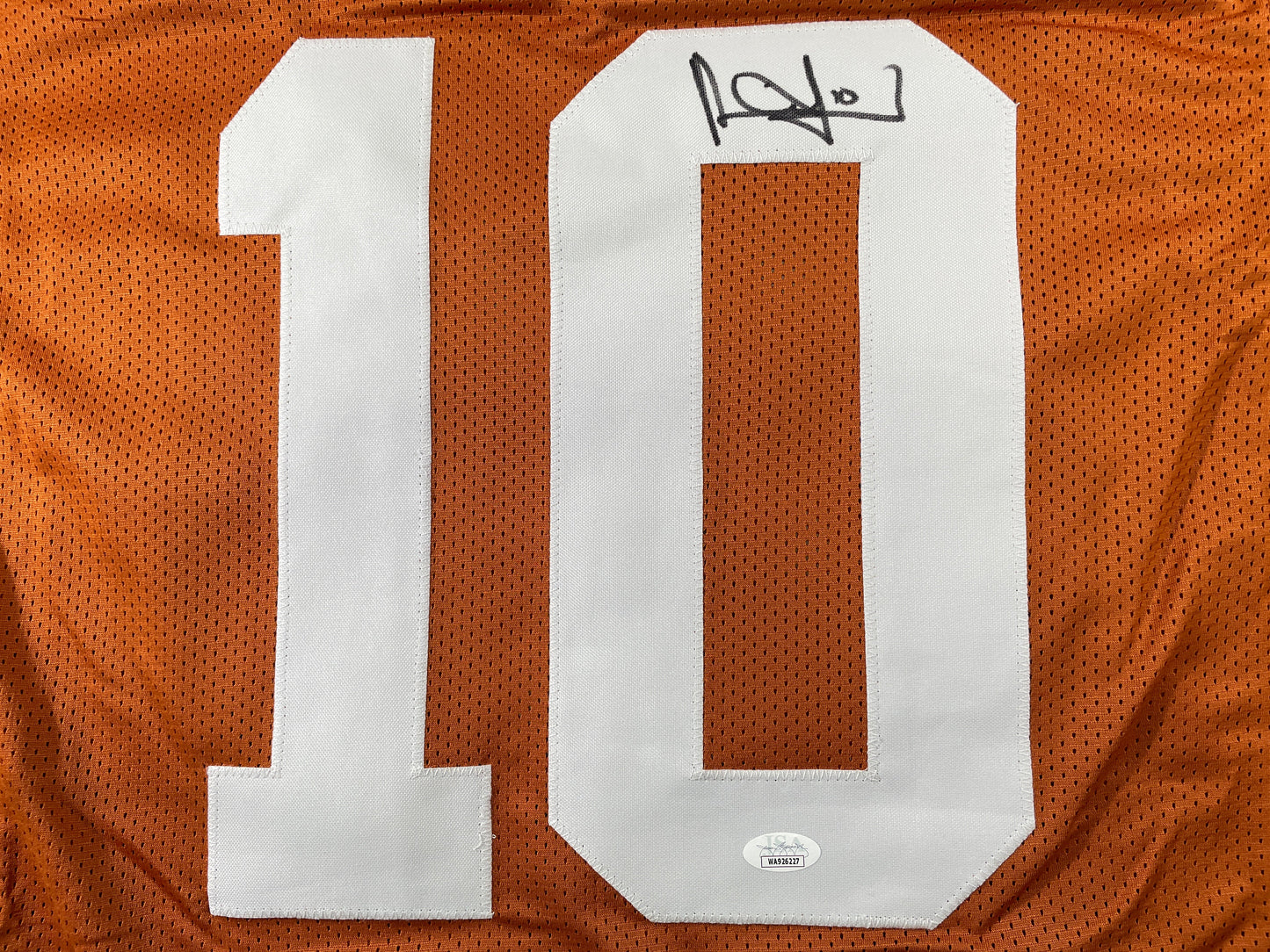 VINCE YOUNG TEXAS LONGHORNS SIGNED STAT JERSEY JSA COA