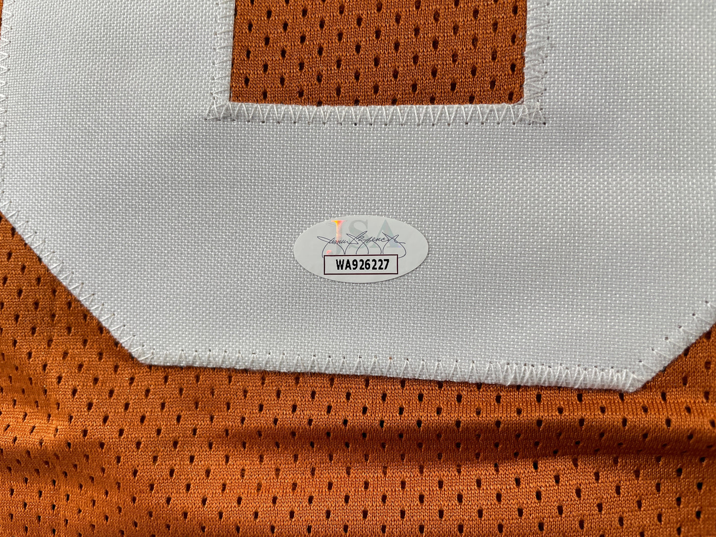 VINCE YOUNG TEXAS LONGHORNS SIGNED STAT JERSEY JSA COA