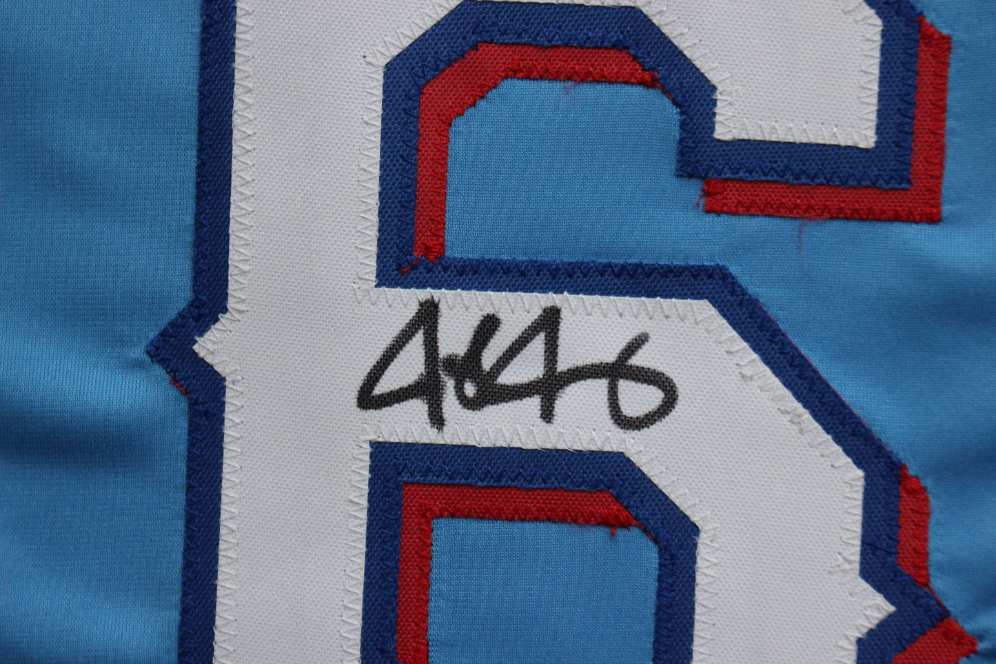 JOSH JUNG TEXAS RANGERS SIGNED ALT Light Blue JERSEY Red Raiders BAS